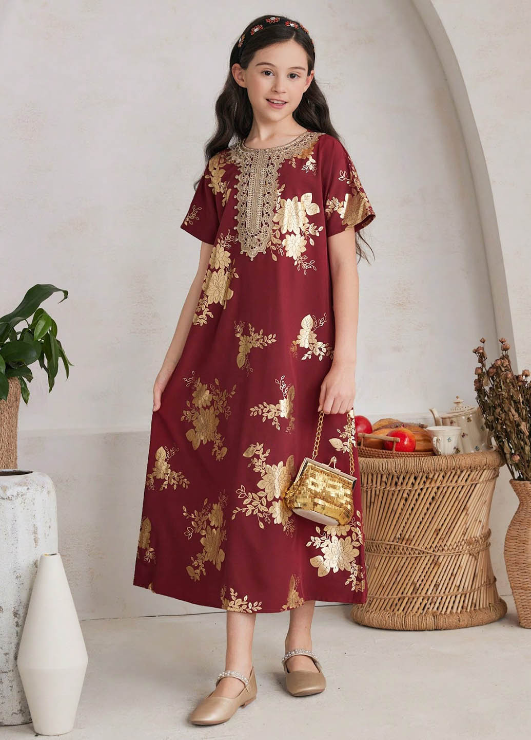 Тёмно-красное платье SHEIN (322908857)