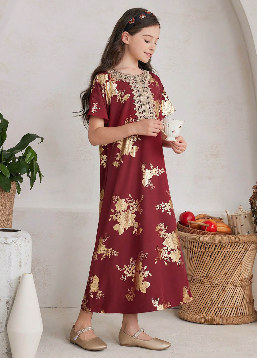 Тёмно-красное платье SHEIN (322908857)