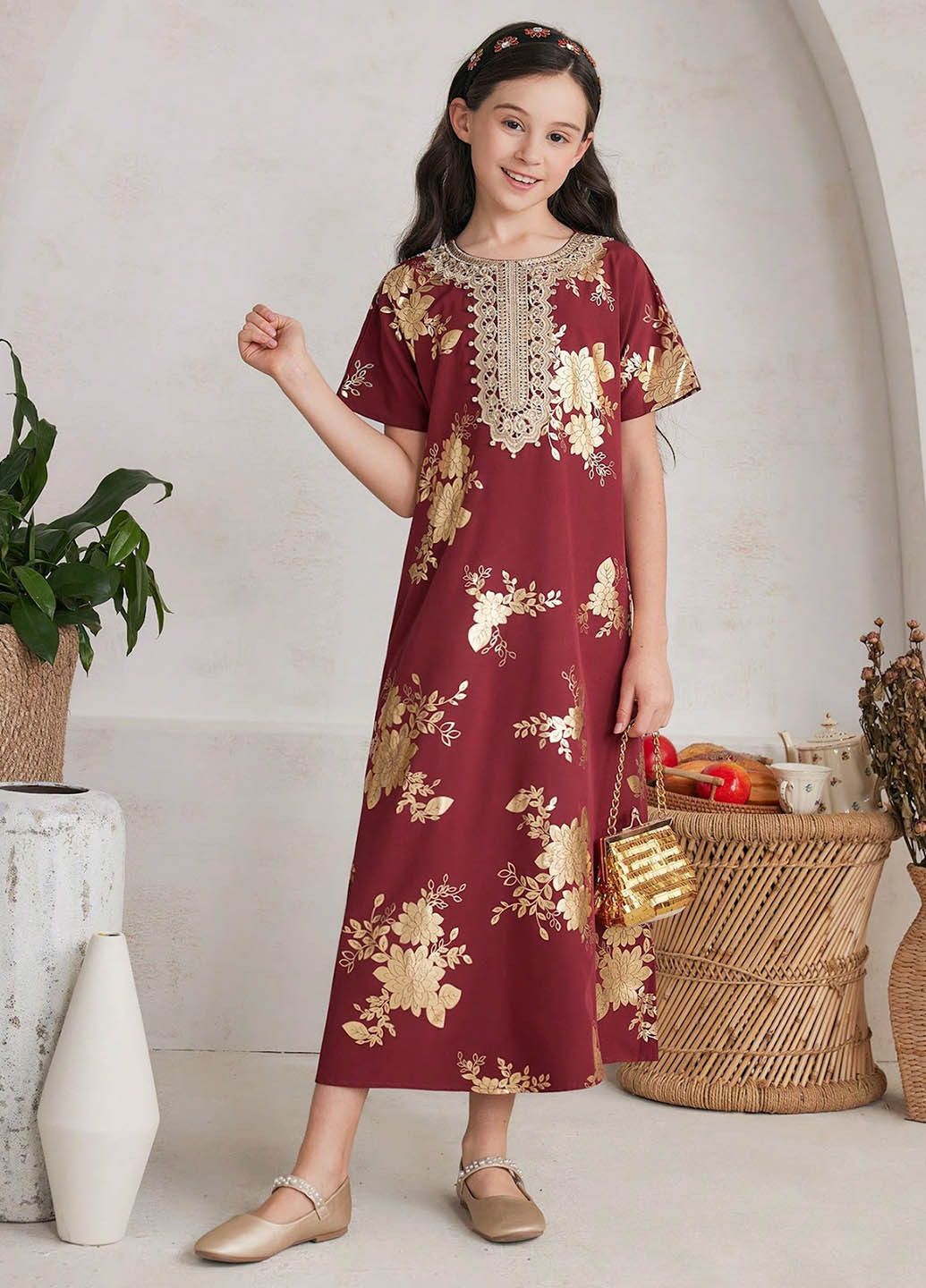 Тёмно-красное платье SHEIN (322908857)