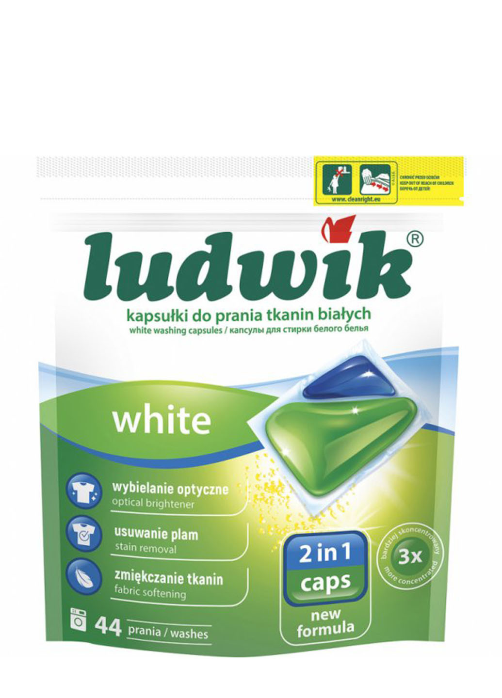 Гелевые капсулы для стирки белых вещей White 2 в 1 44 шт Ludwik (254289049)