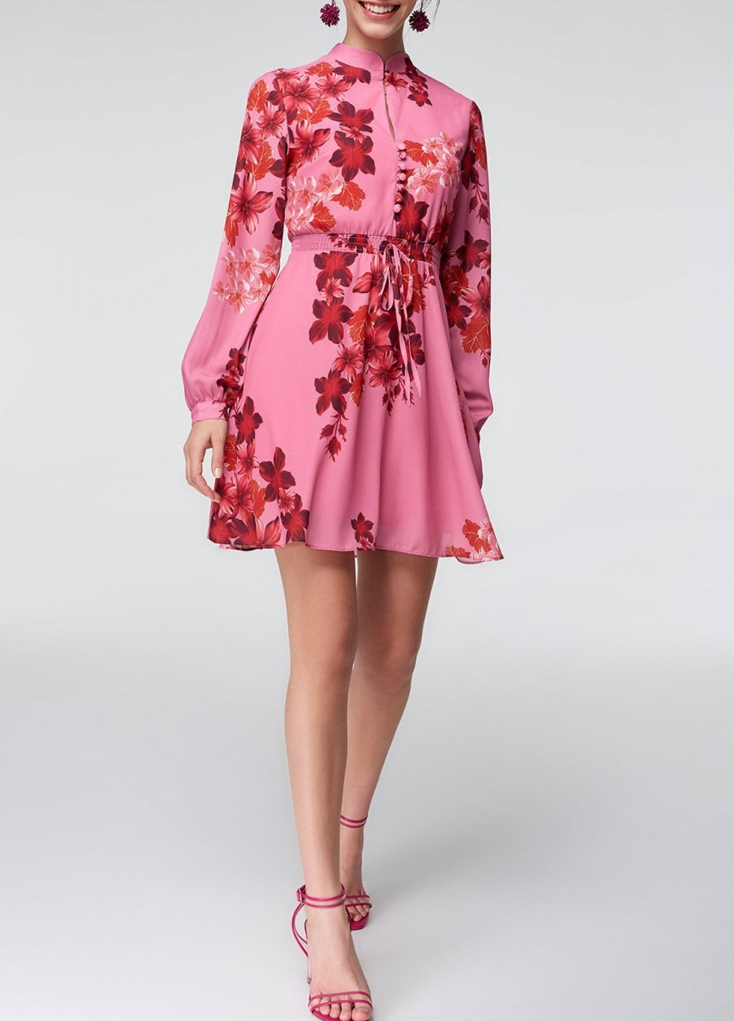 Розовое кэжуал платье клеш Jimmy Sanders с цветочным принтом