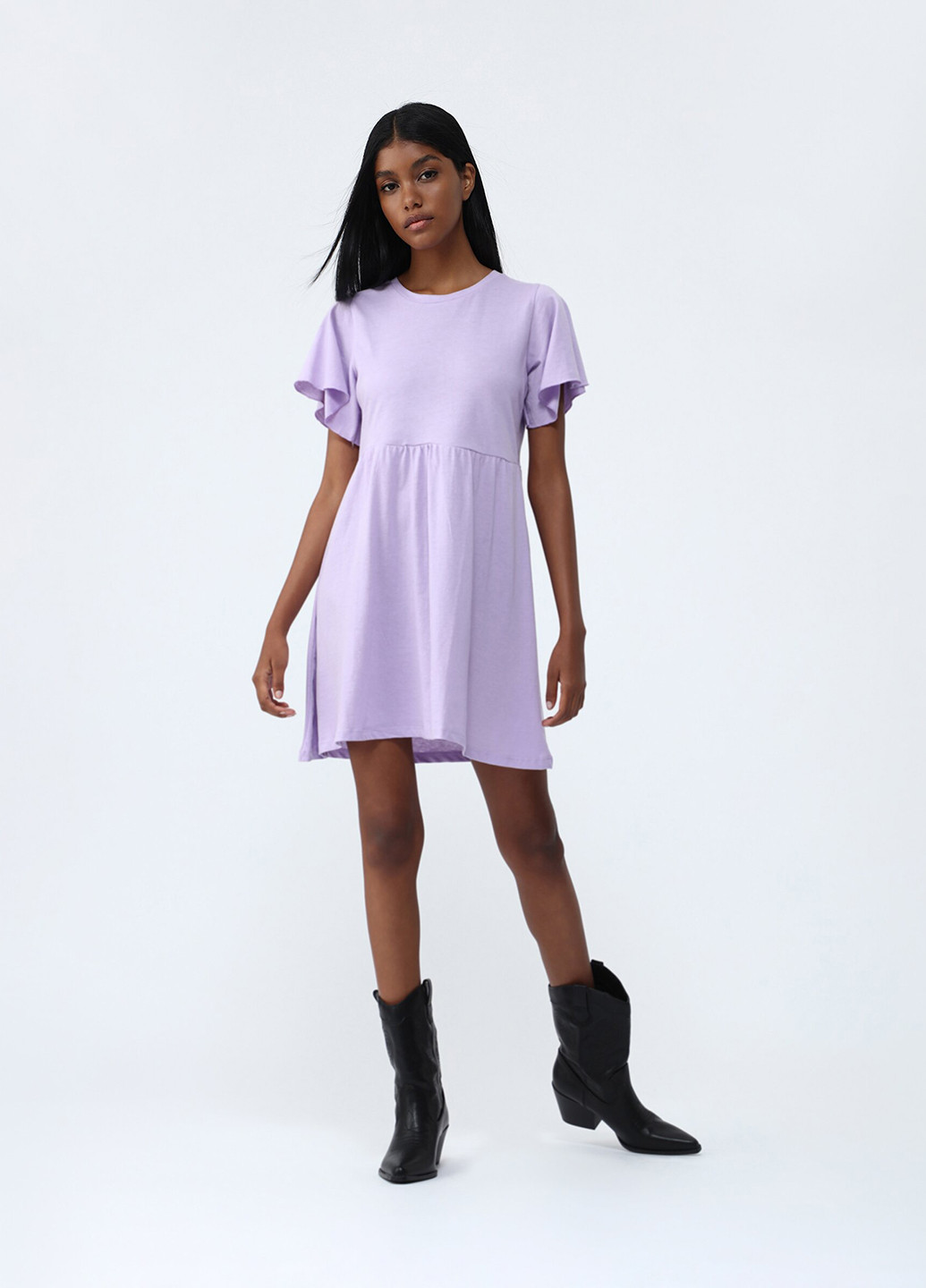 Сиреневое кэжуал платье платье-футболка Lefties однотонное