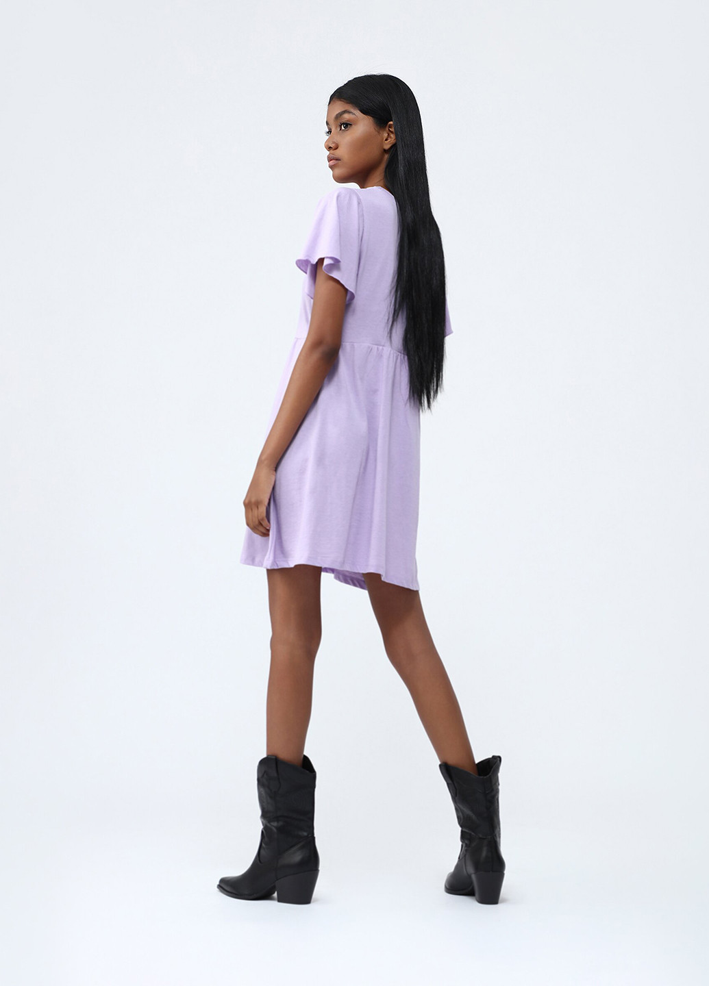 Сиреневое кэжуал платье платье-футболка Lefties однотонное