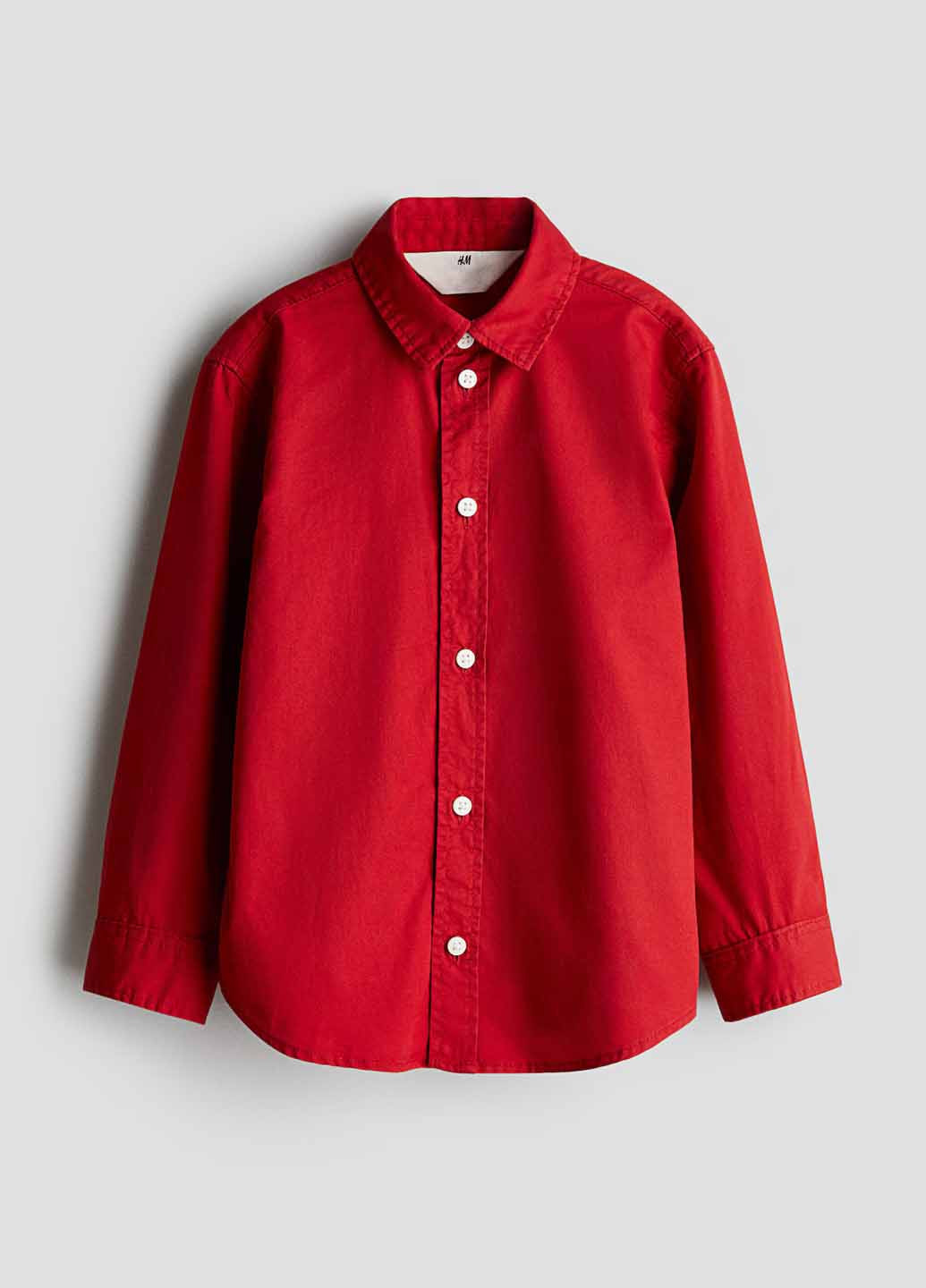 Красная кэжуал рубашка однотонная H&M