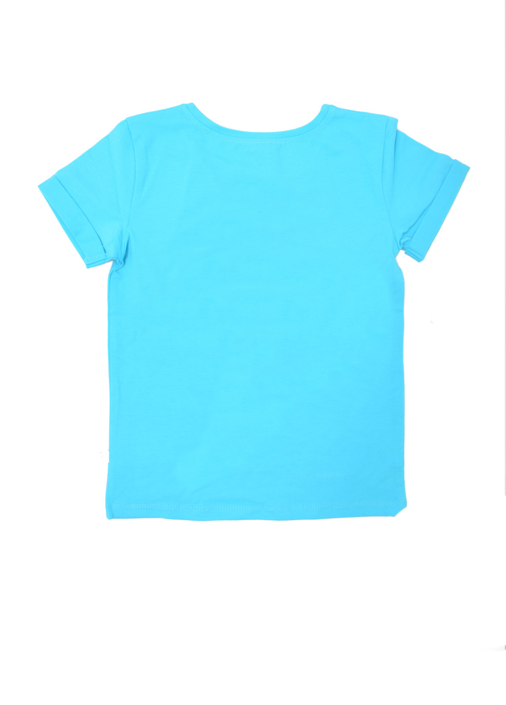Голубая летняя футболка Фламинго