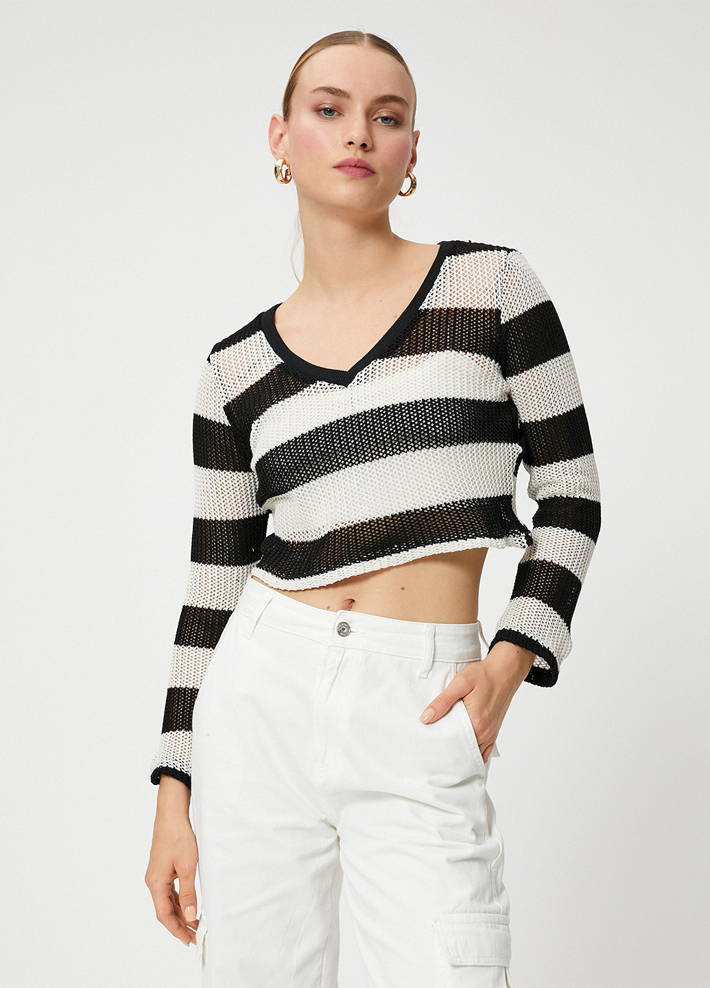 Чорно-білий демісезонний светр пуловер KOTON