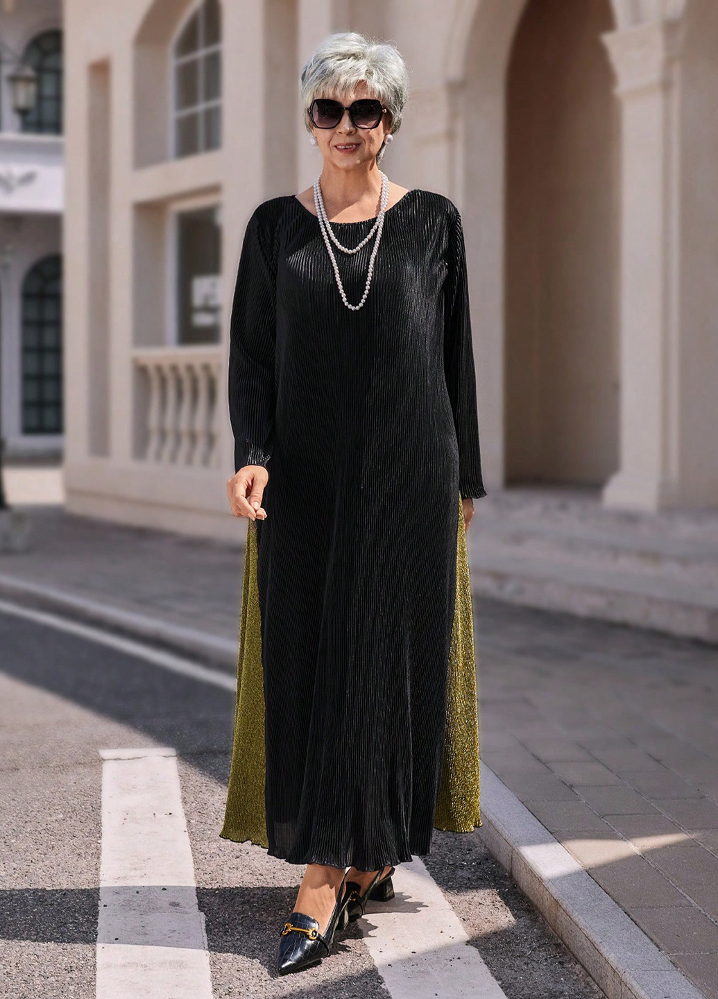 Черное кэжуал платье а-силуэт SHEIN колор блок