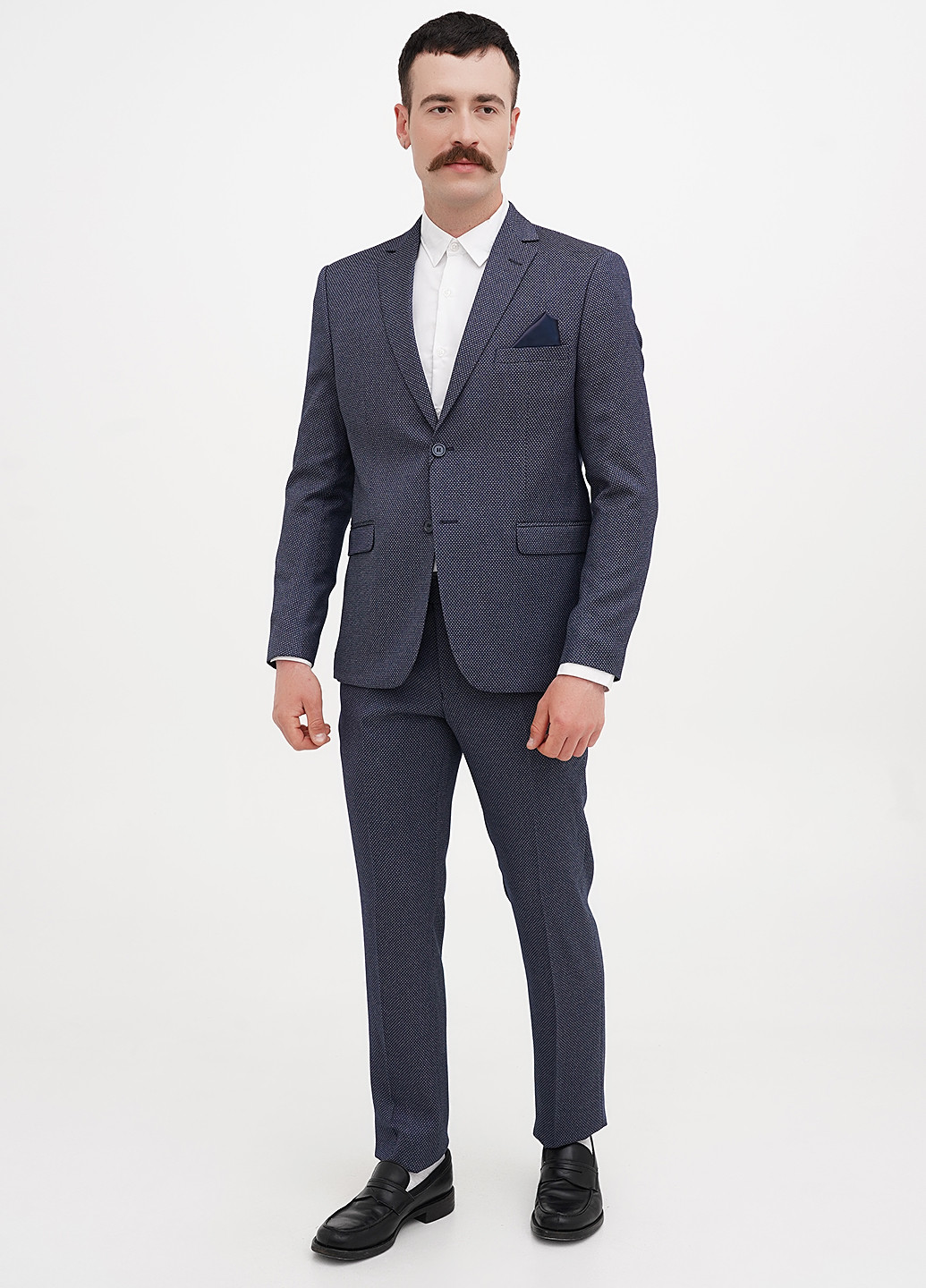 Серо-синий демисезонный костюм (пиджак, брюки) брючный Federico Cavallini