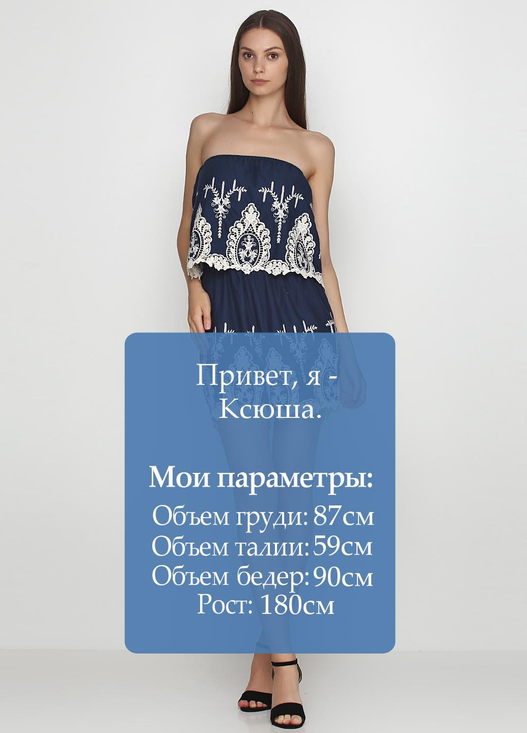Комбинезон Alya комбінезон-шорти орнамент темно-синій кежуал