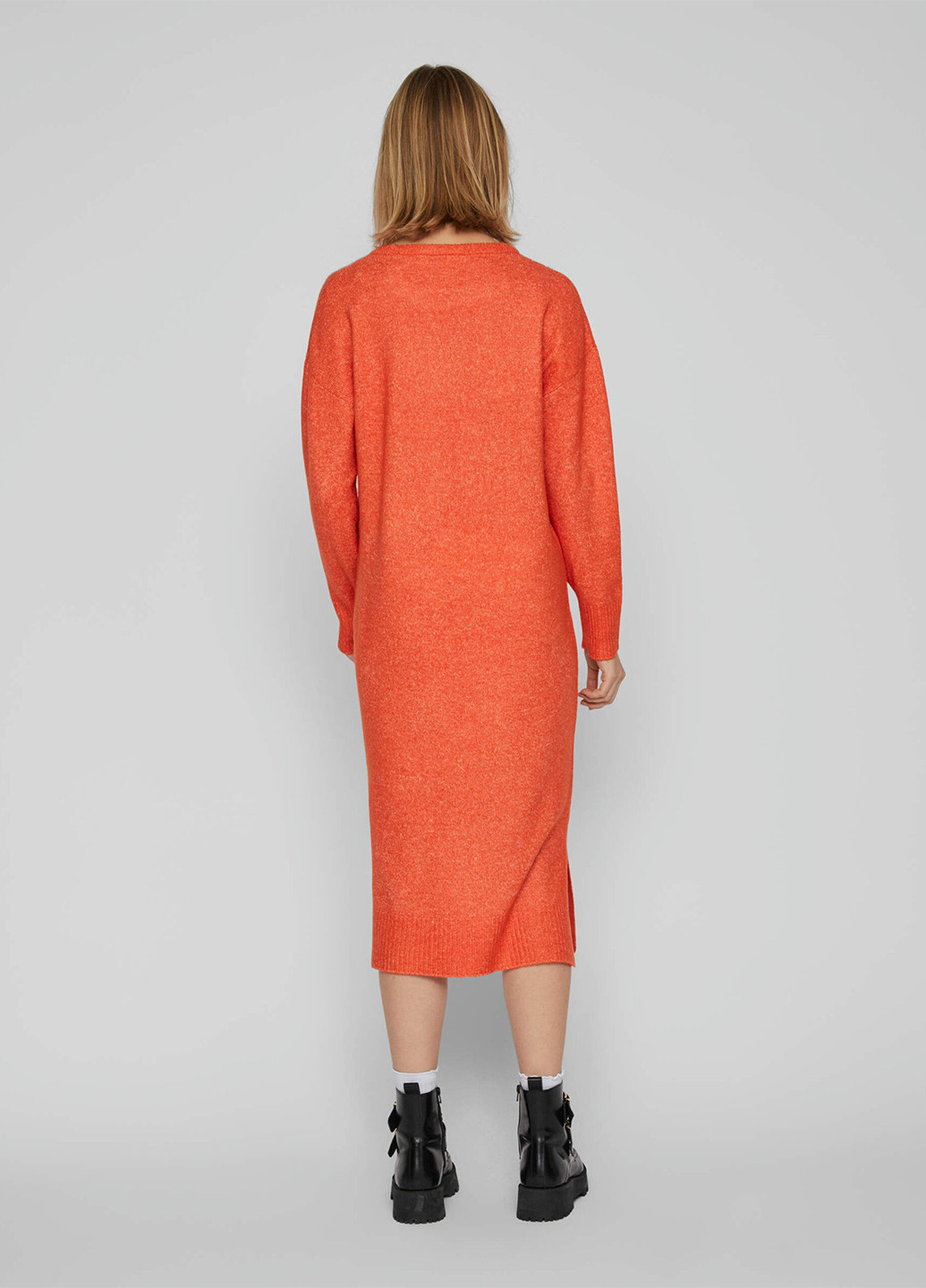 Оранжевое кэжуал платье платье-свитер Vila меланжевое
