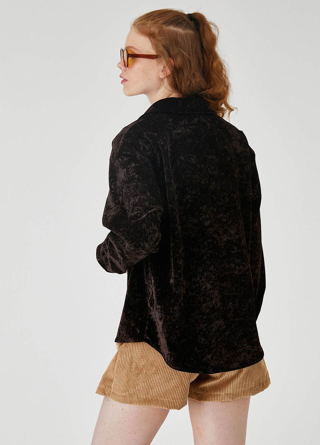 Коричневая кэжуал рубашка однотонная KOTON