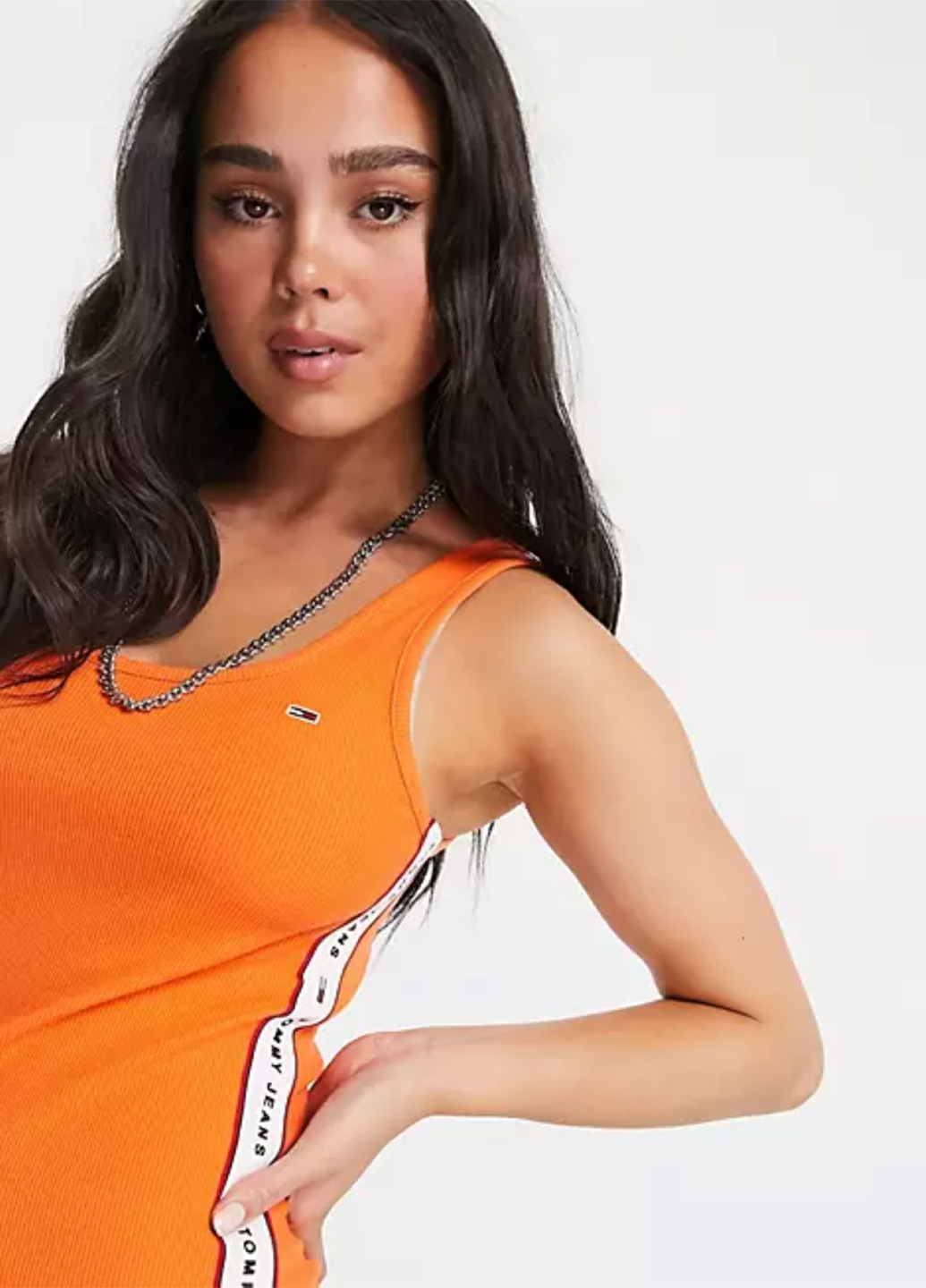 Оранжевое спортивное платье платье-майка Tommy Hilfiger однотонное