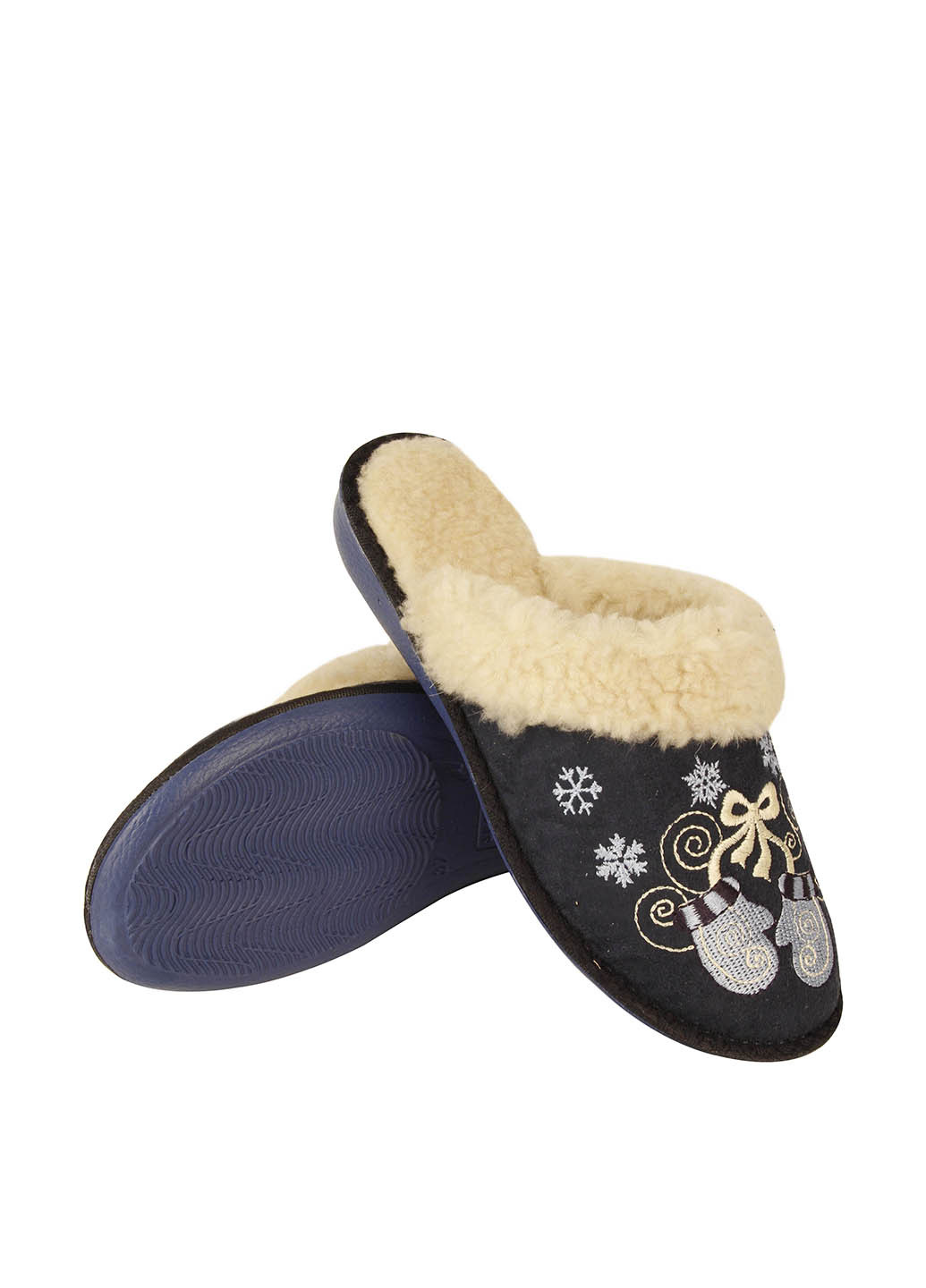 Темно-синие тапочки Белста с вышивкой