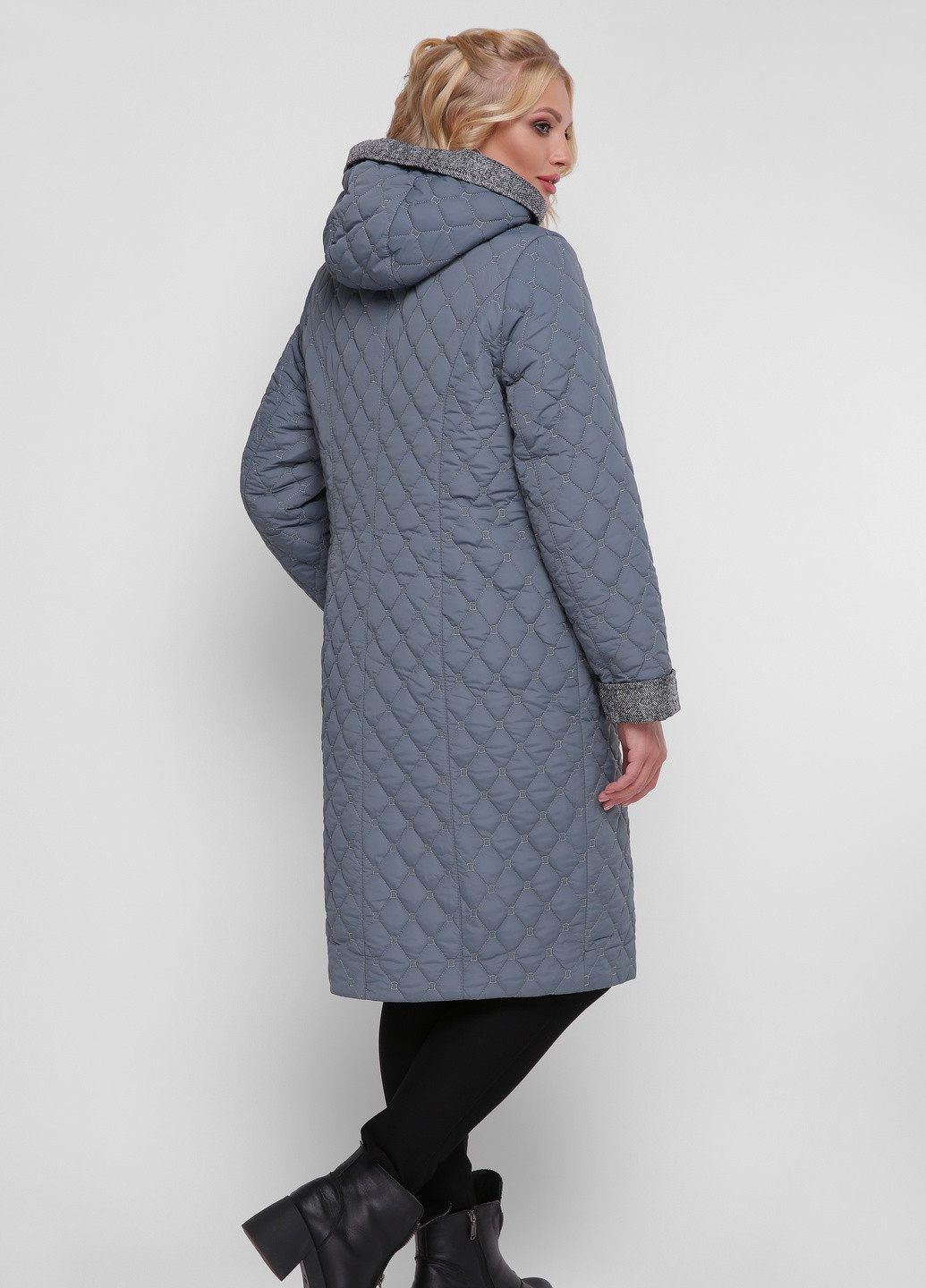 Серо-голубая демисезонная удлиненная куртка Welltre