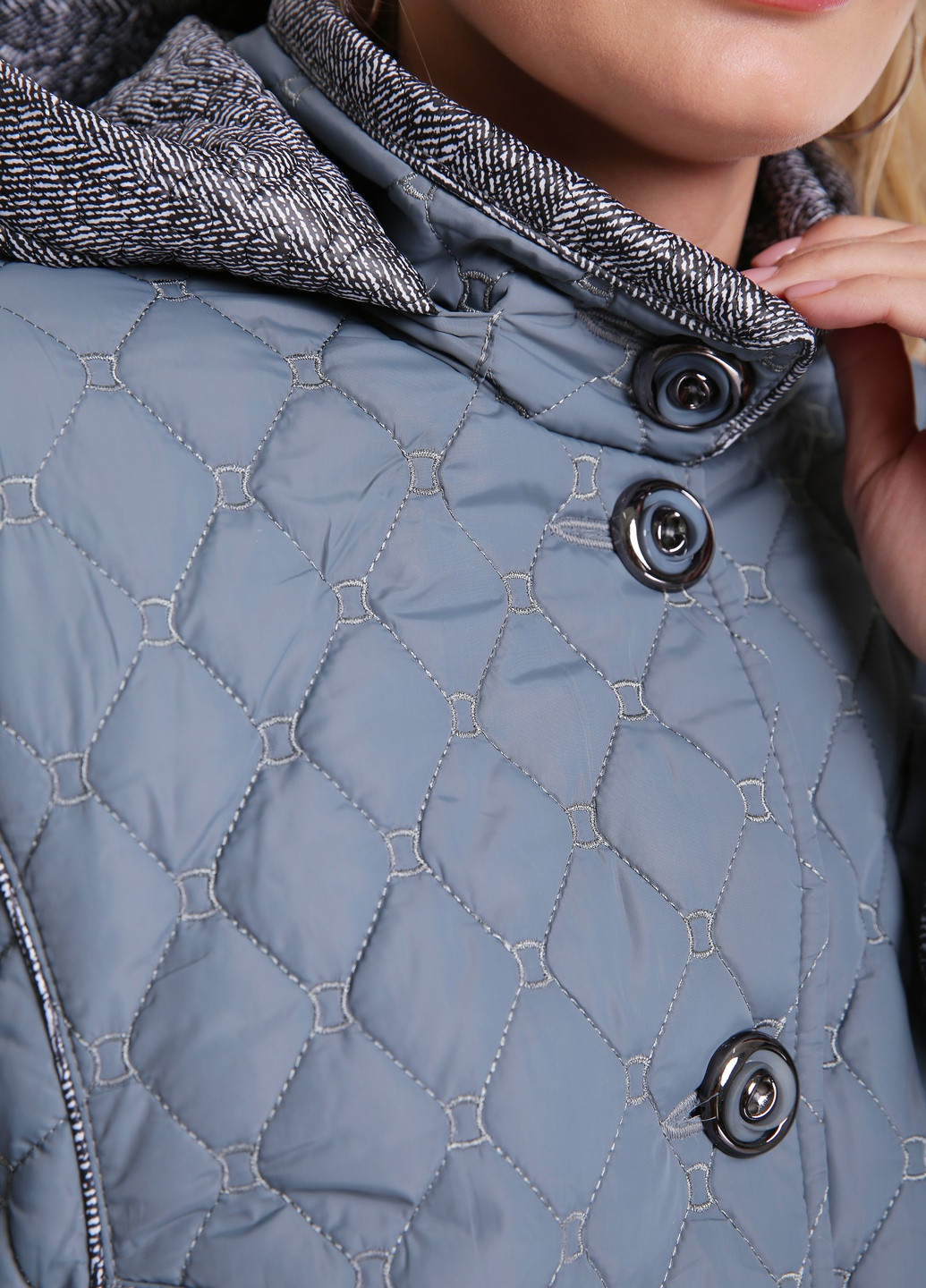 Серо-голубая демисезонная удлиненная куртка Welltre