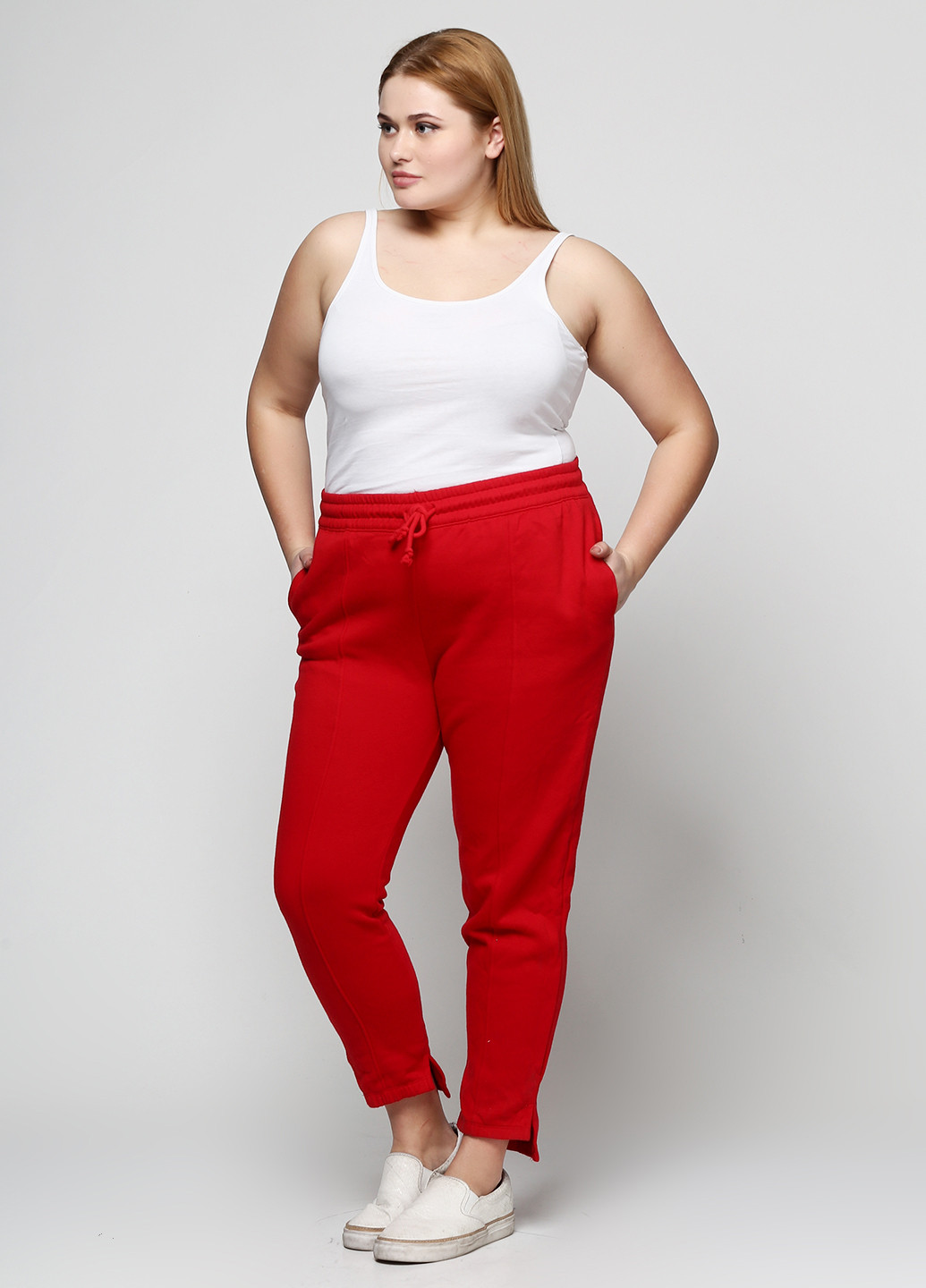 Красные спортивные демисезонные зауженные брюки H&M