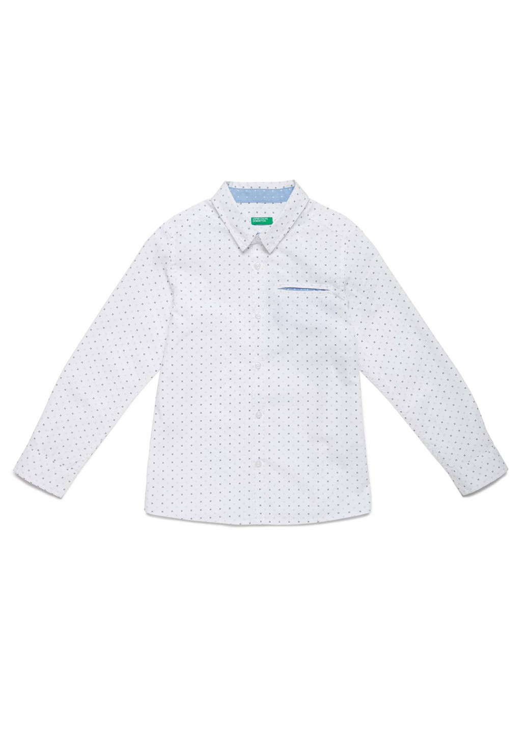 Белая кэжуал рубашка в горошек United Colors of Benetton с длинным рукавом