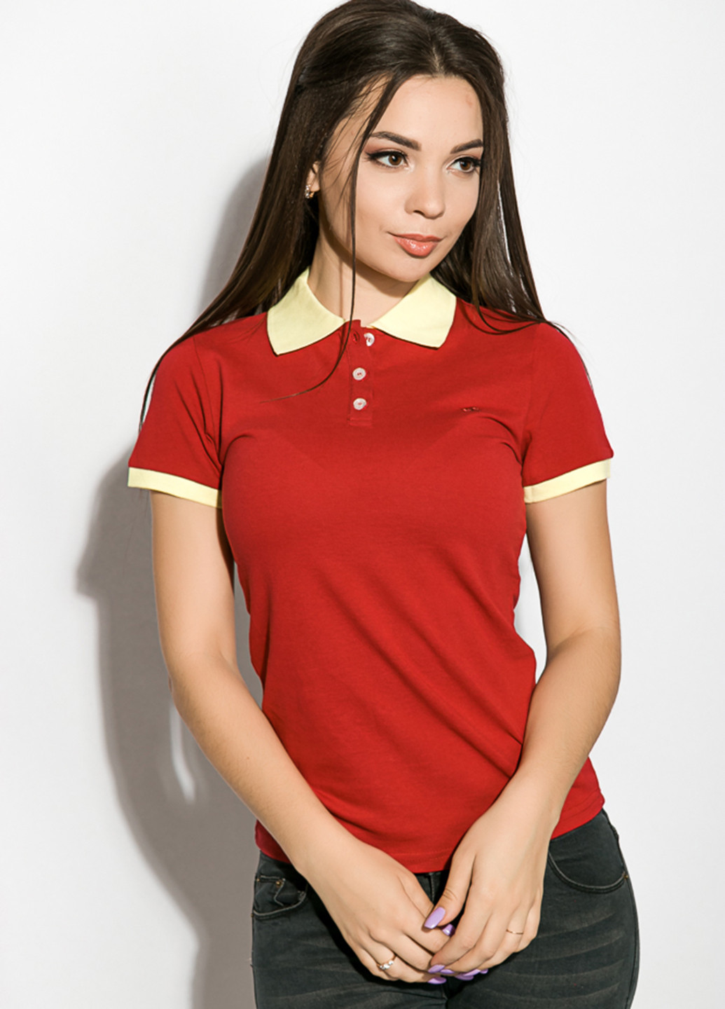 Красная женская футболка-поло Lagems с логотипом