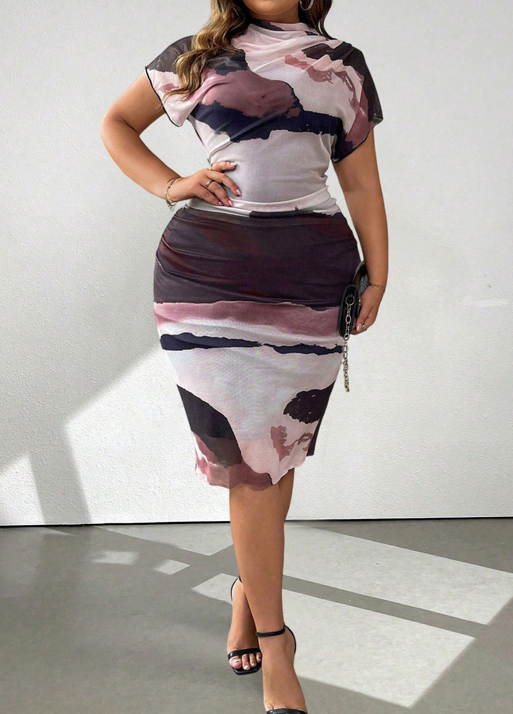 Комбінована кежуал сукня сукня-водолазка SHEIN з абстрактним візерунком