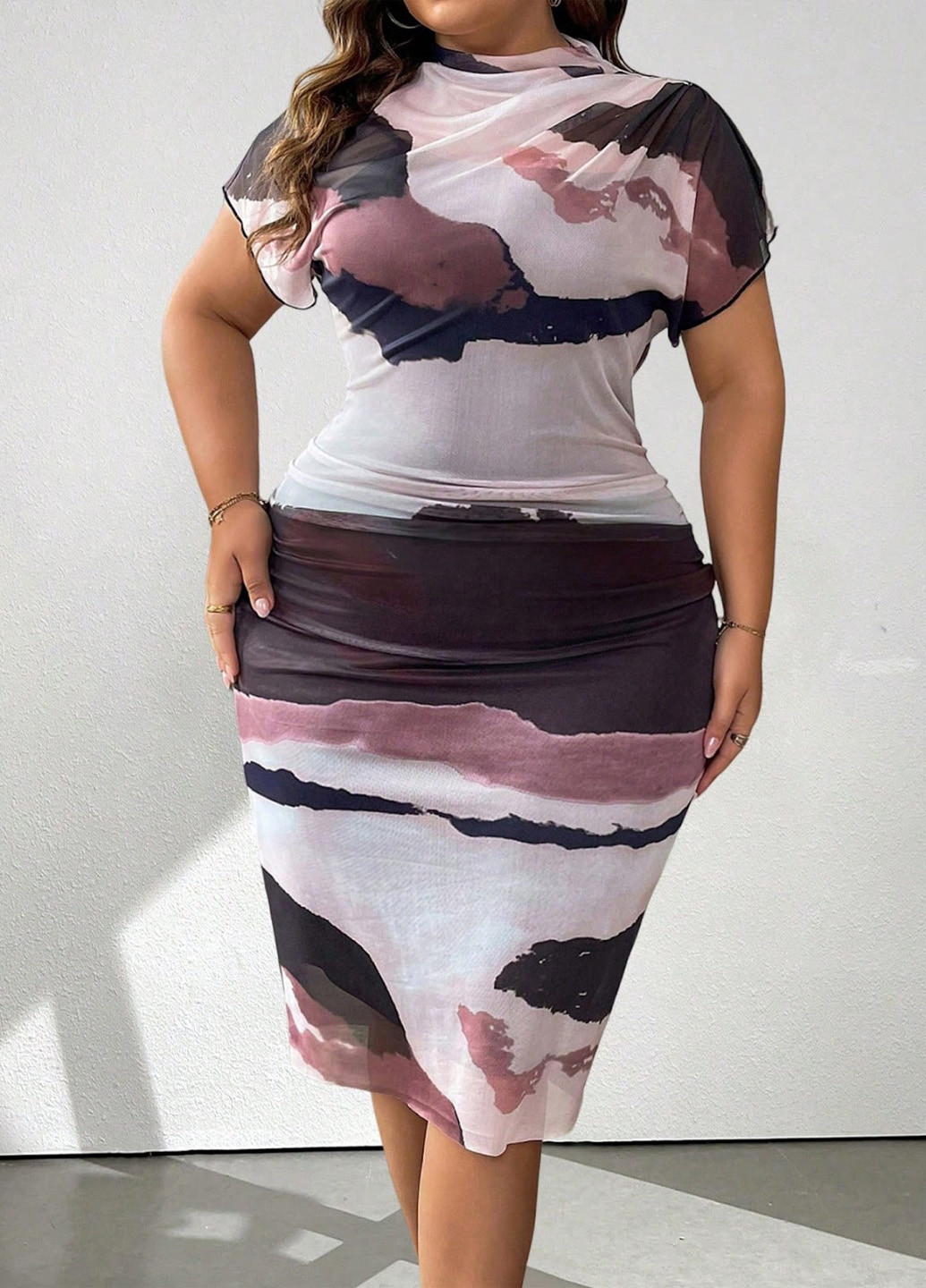 Комбінована кежуал сукня сукня-водолазка SHEIN з абстрактним візерунком