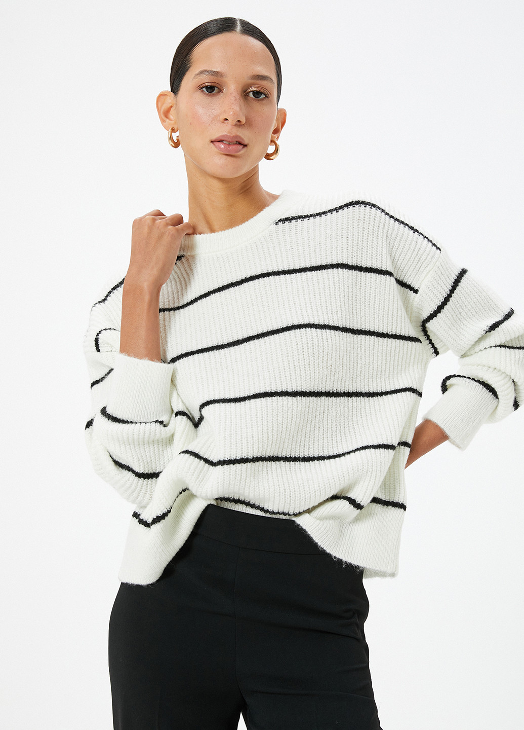 Черно-белый демисезонный джемпер джемпер KOTON