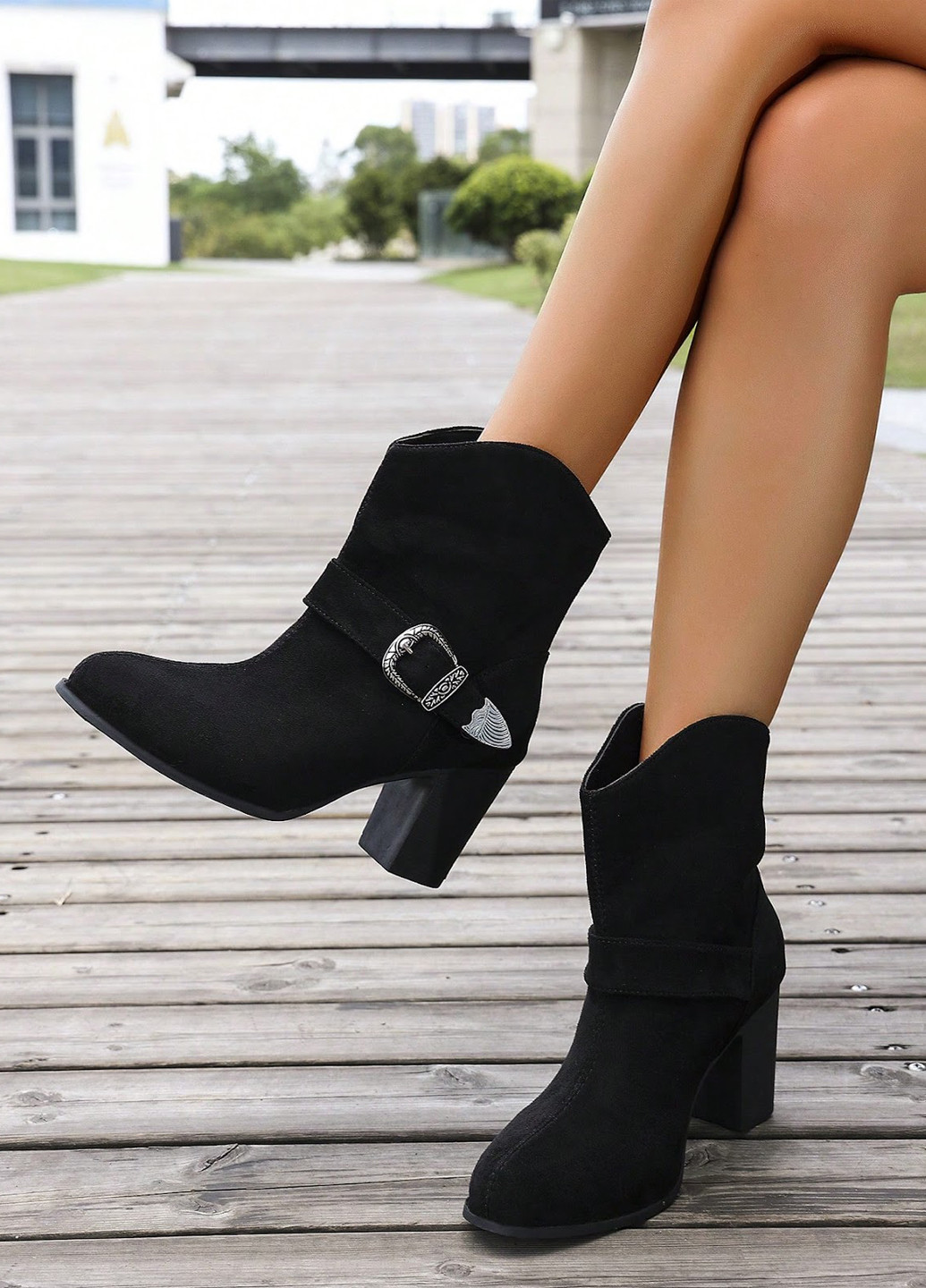 Черные демисезонная ботильоны SHEIN