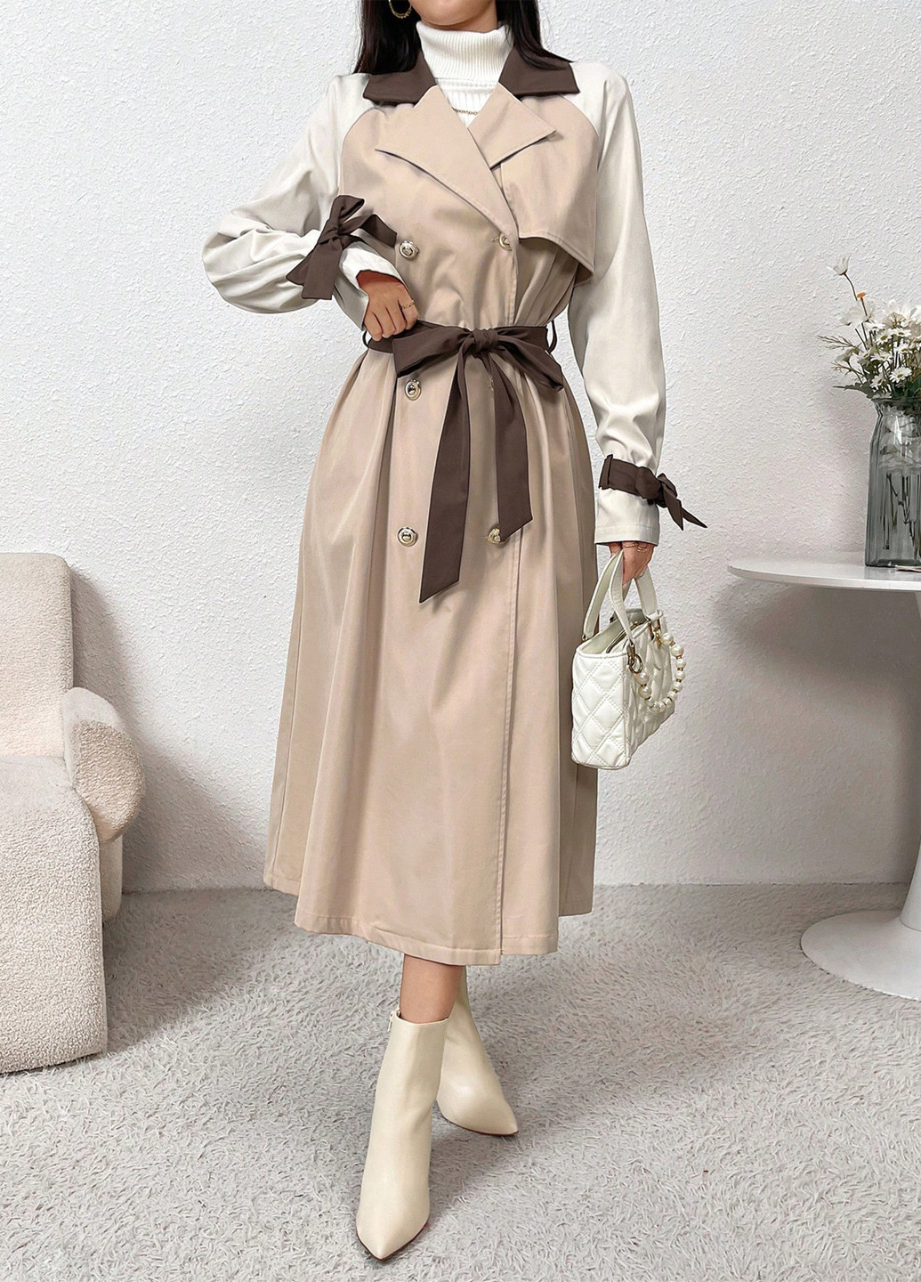 Плащ SHEIN тренчкот на гудзиках демісезон (340109046)