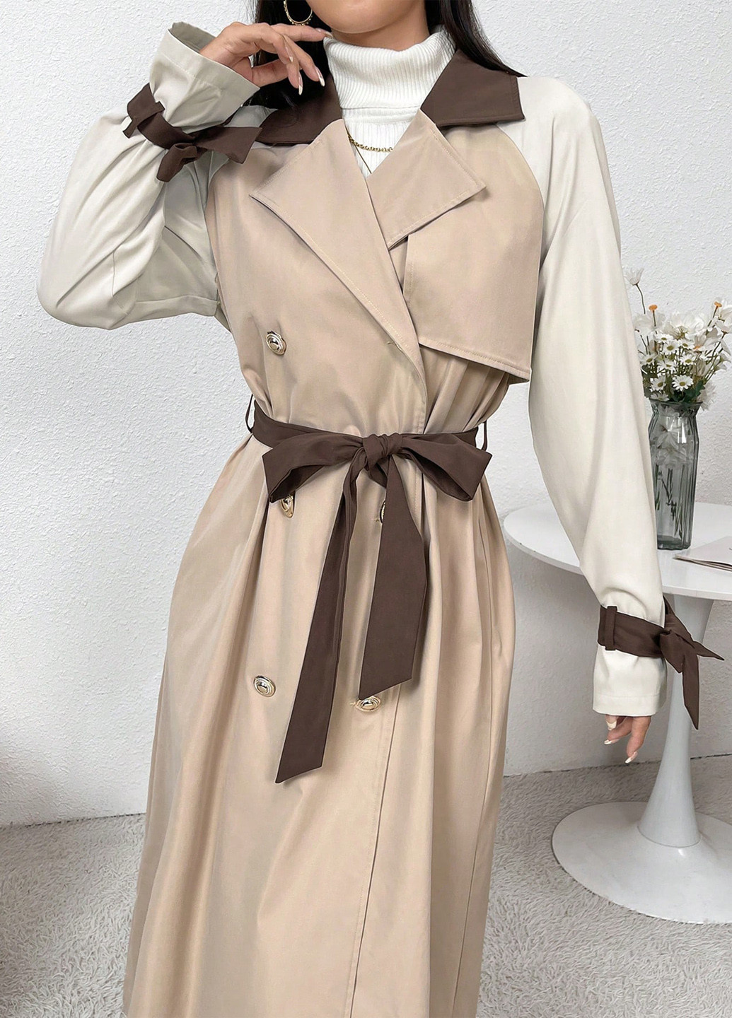 Плащ SHEIN тренчкот на гудзиках демісезон (340109046)