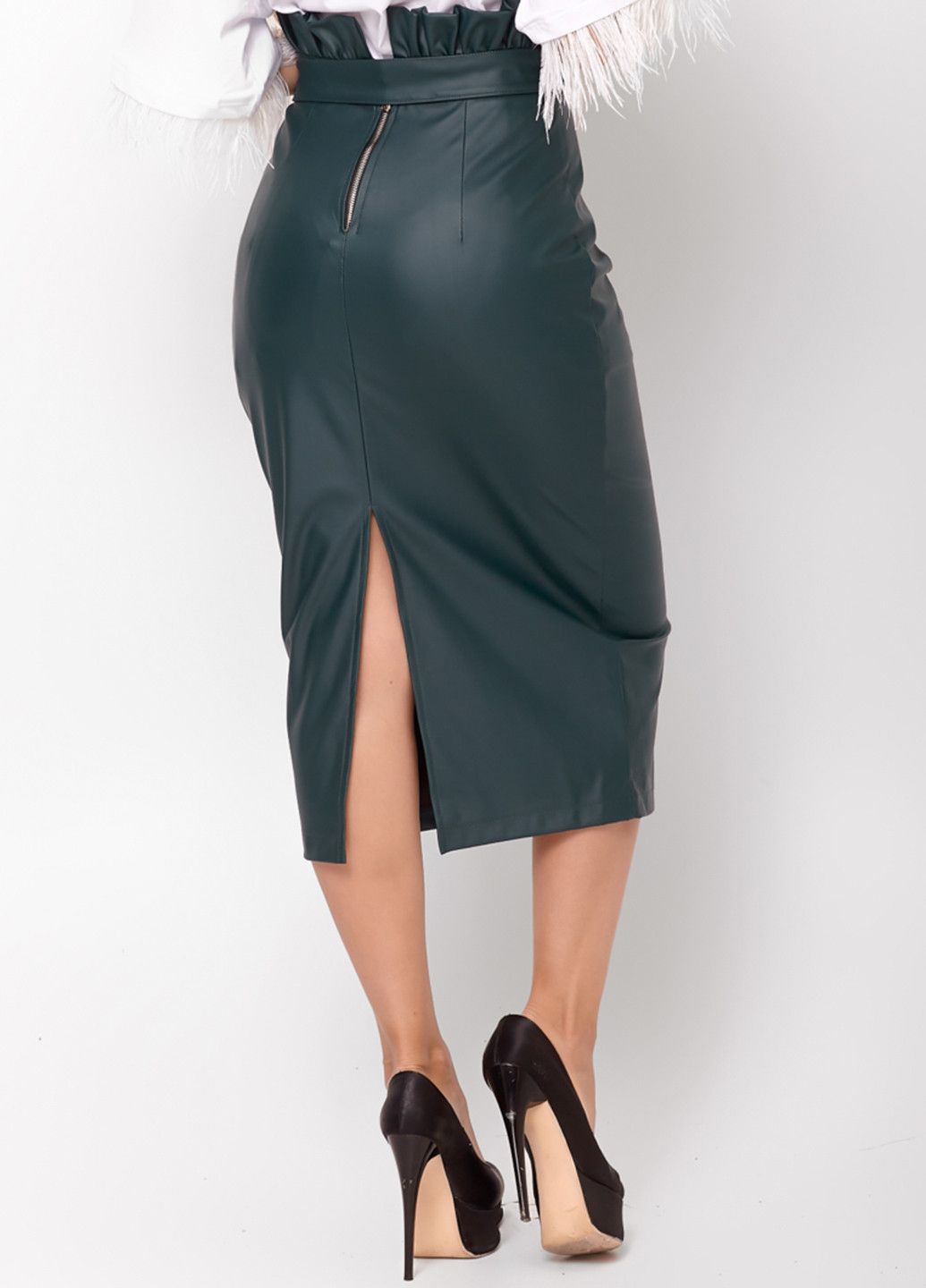 Бутылочная зеленая кэжуал однотонная юбка Elena Pokalitsina карандаш