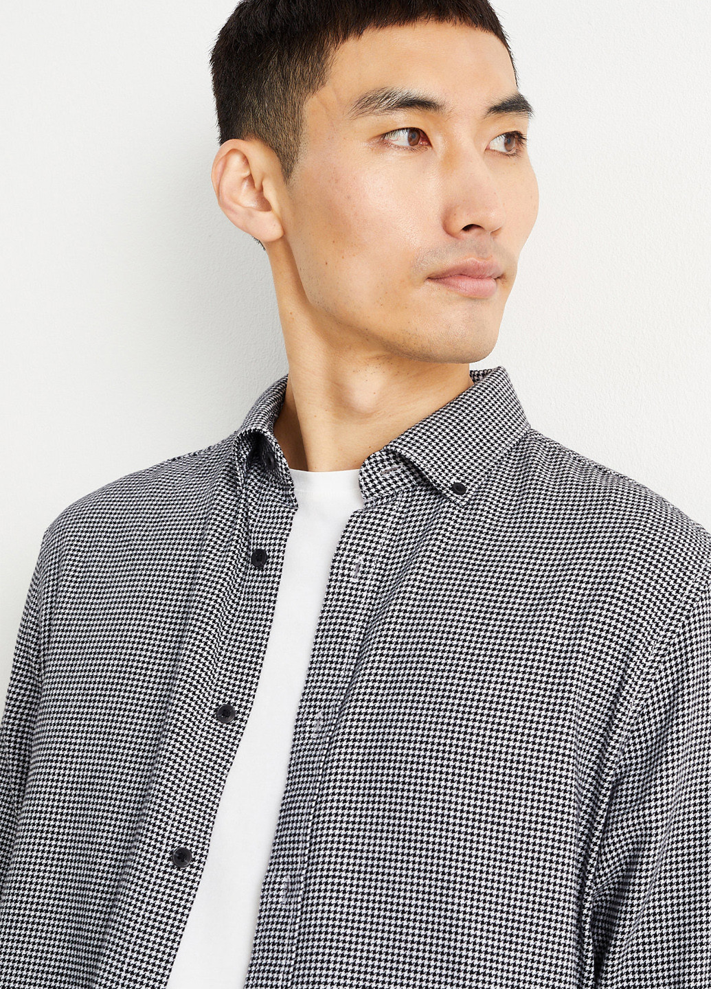 Черно-белая кэжуал рубашка с узором "гусиная лапка" C&A