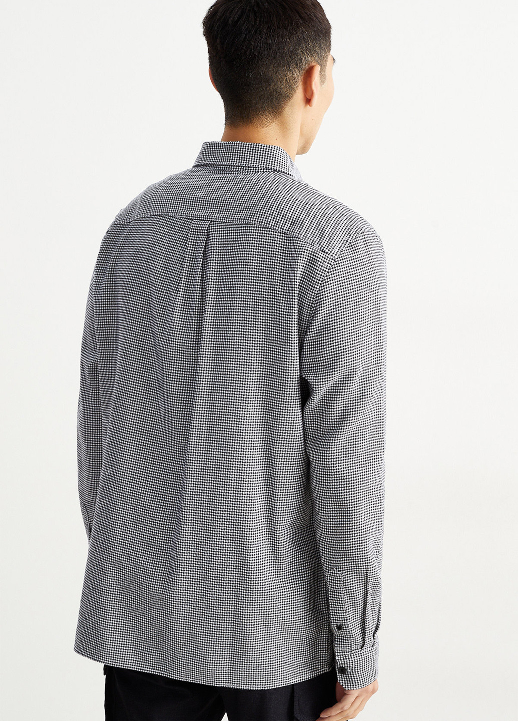 Черно-белая кэжуал рубашка с узором "гусиная лапка" C&A