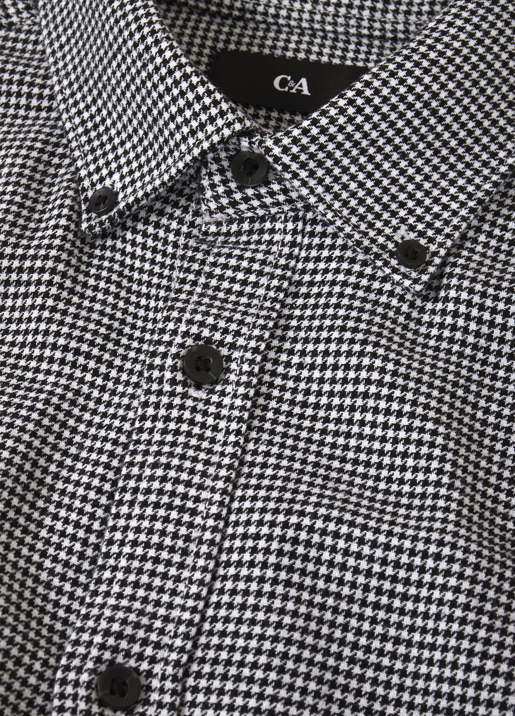 Черно-белая кэжуал рубашка с узором "гусиная лапка" C&A