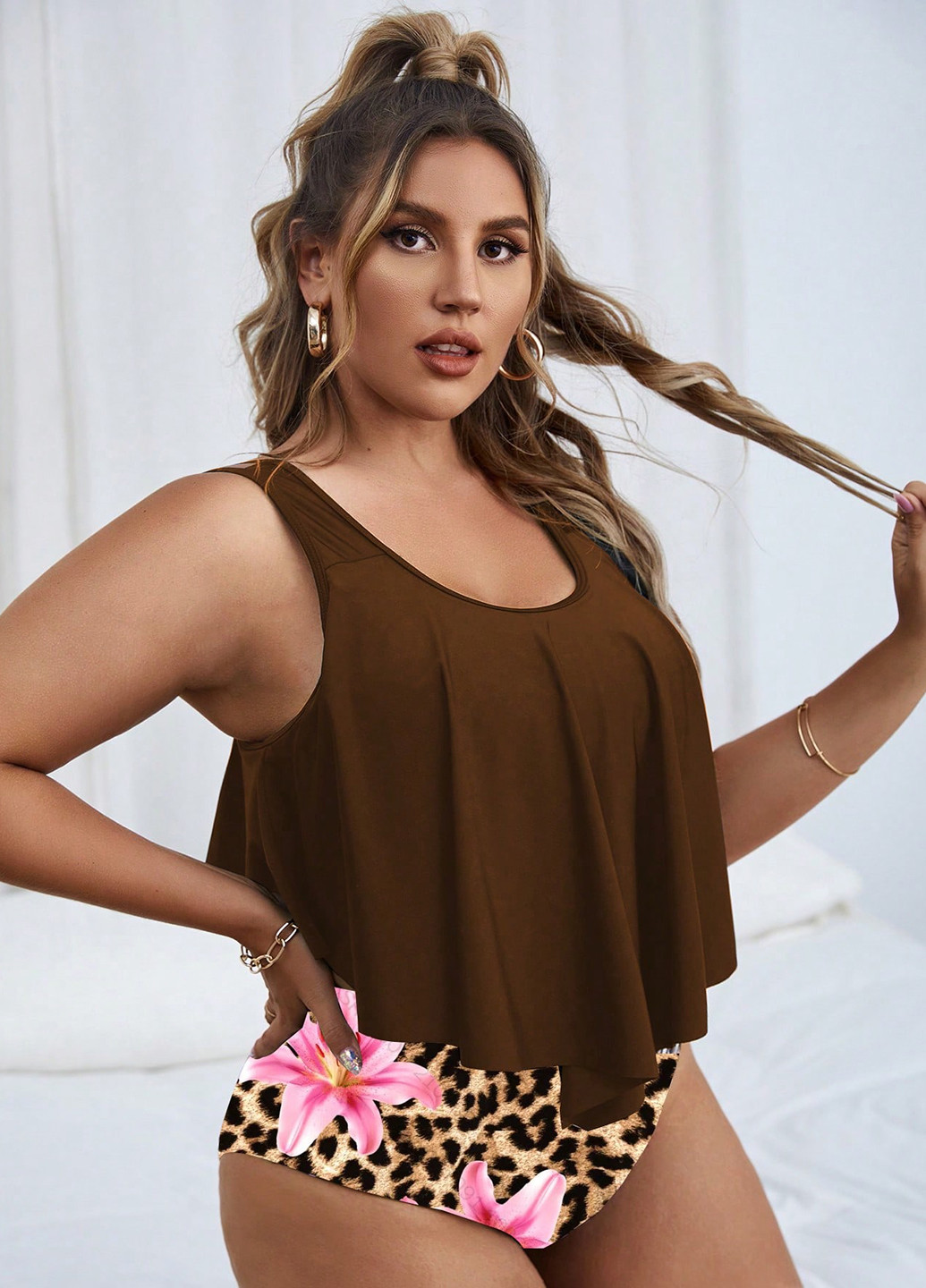 Комбінований літній купальник (ліф, трусики) танкіні, роздільний SHEIN