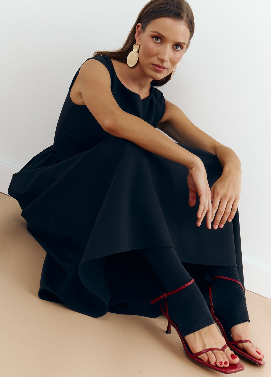 Чорна кежуал сукня кльош Gepur однотонна