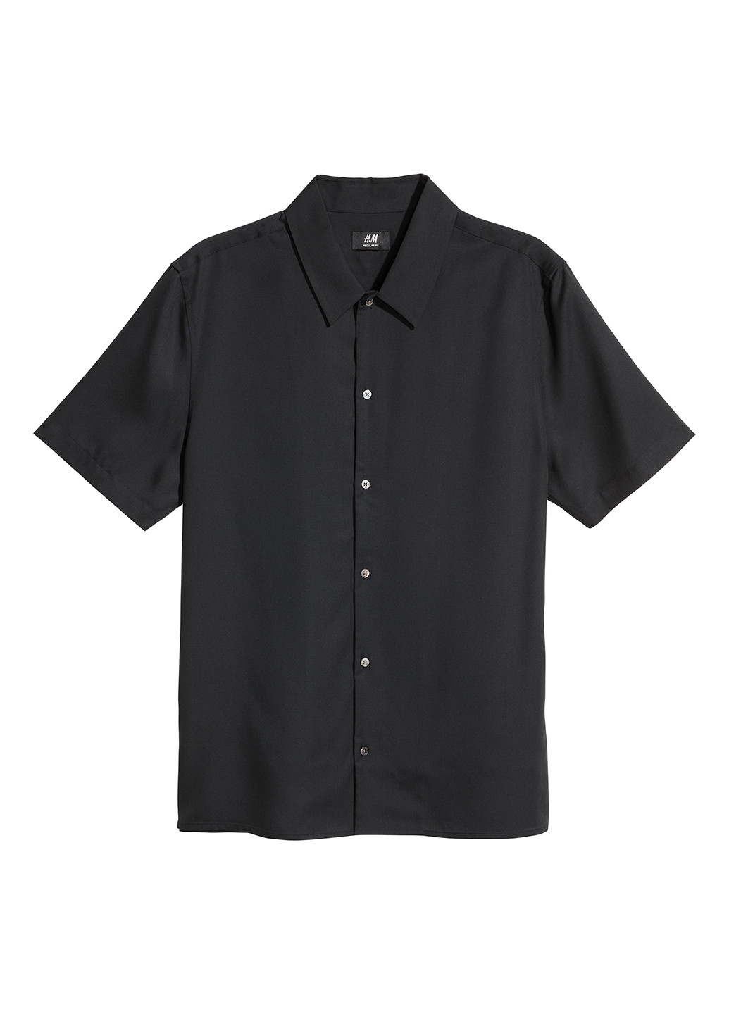 Черная кэжуал рубашка H&M с коротким рукавом