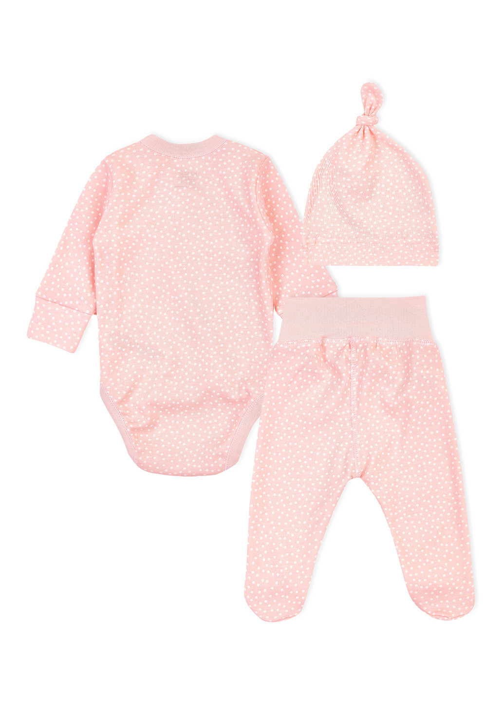 Розовый демисезонный комплект (шапка, боди, ползунки) KRAKO