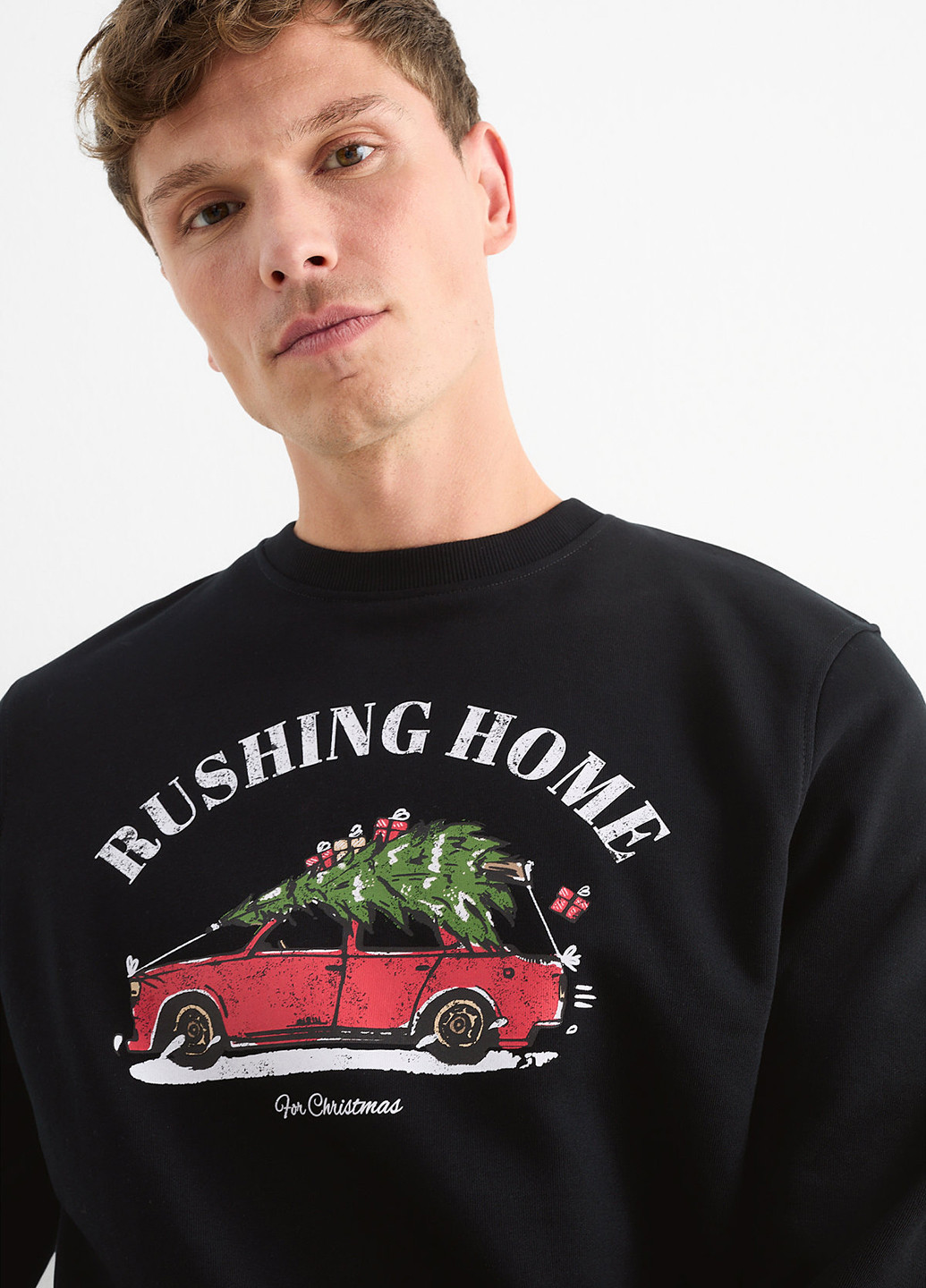 Чорний світшот C&A новорічний без декору (352190418)