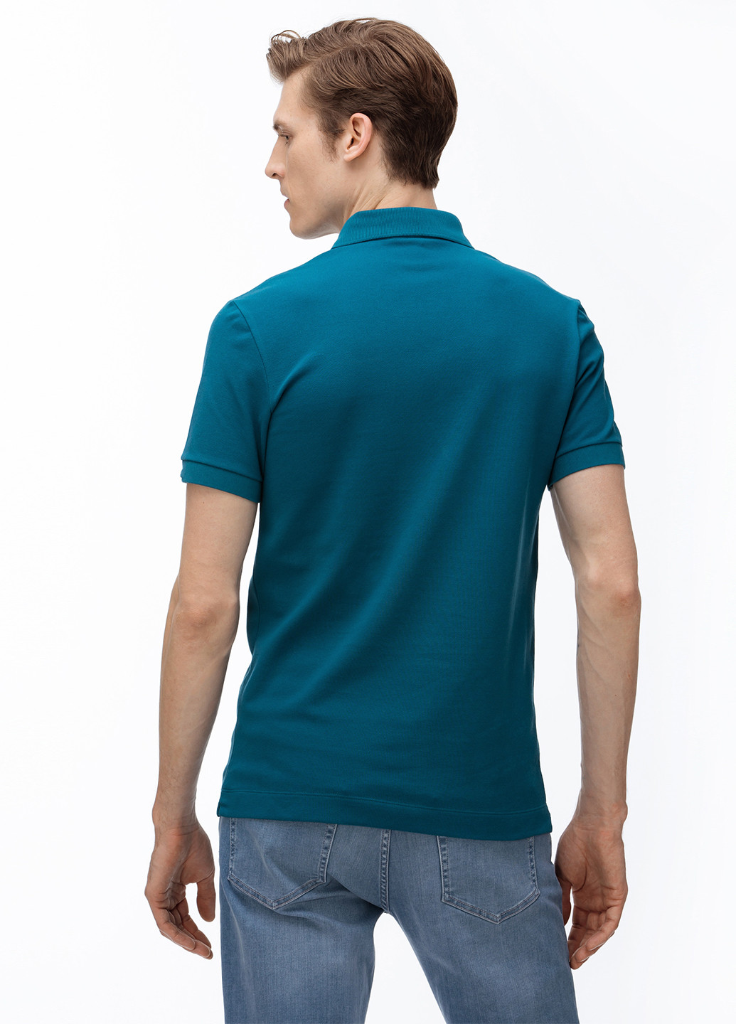 Морской волны футболка-поло для мужчин Lacoste однотонная