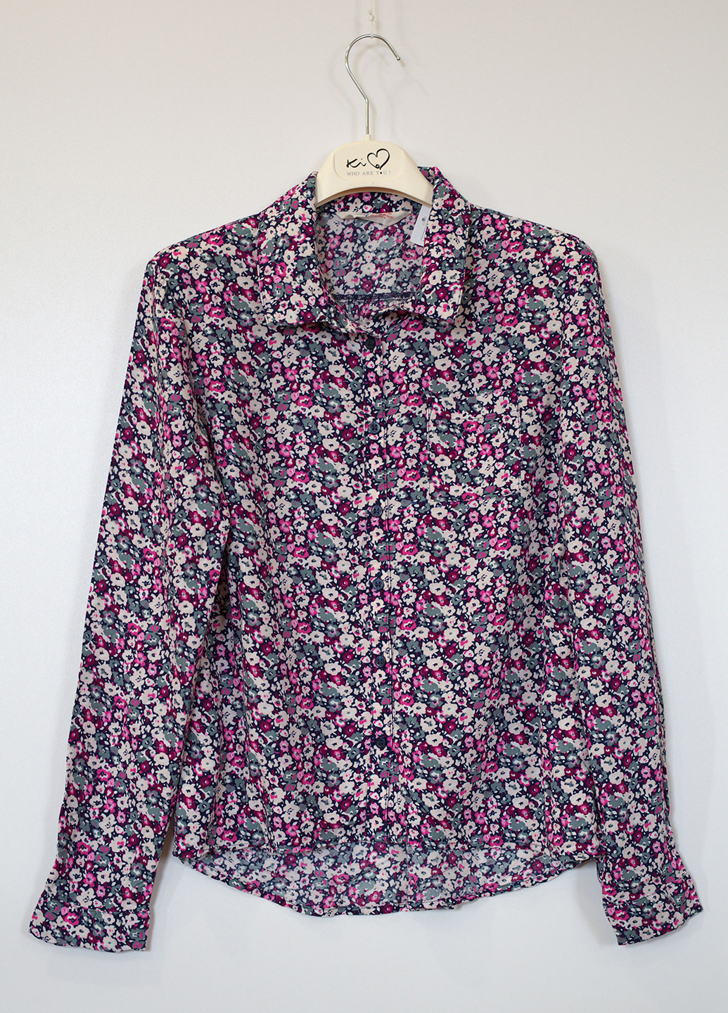 Комбинированная цветочной расцветки блузка с длинным рукавом H&M демисезонная
