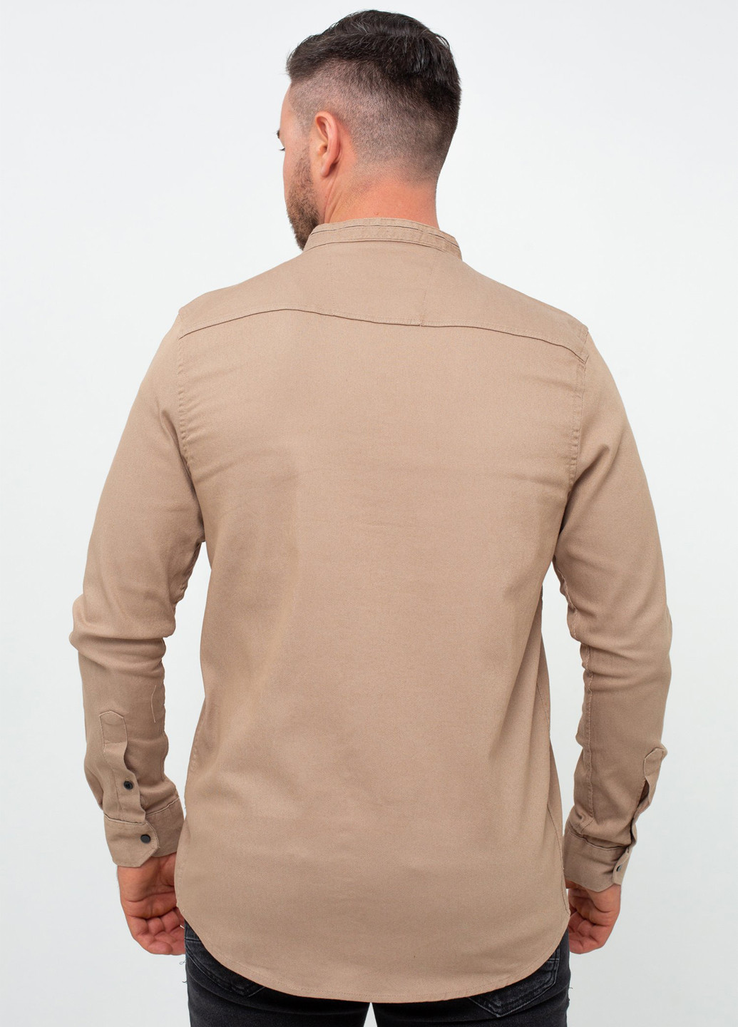 Темно-бежевая джинсовая рубашка однотонная K.O.R