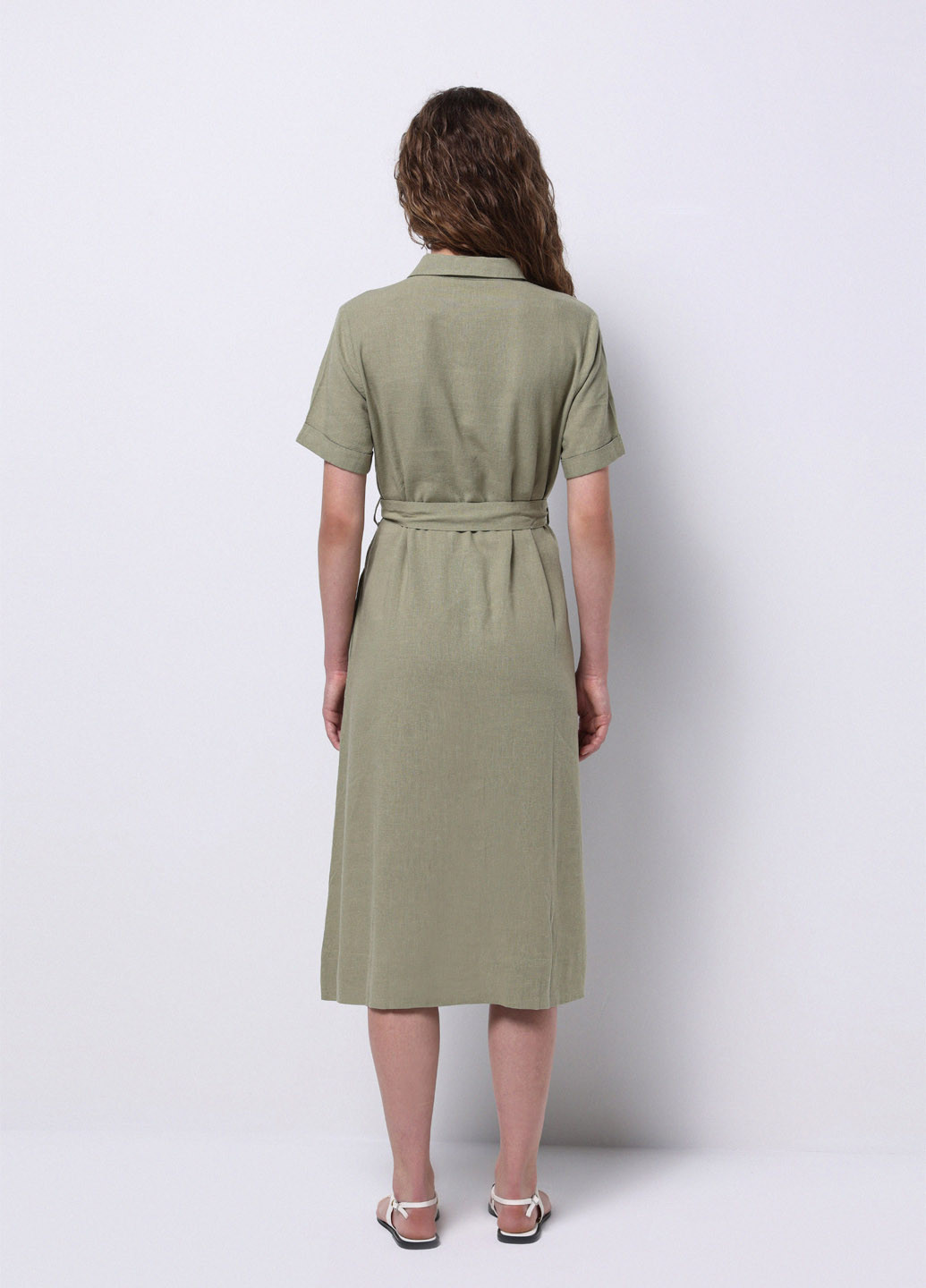 Оливковое кэжуал платье рубашка Colin's однотонное