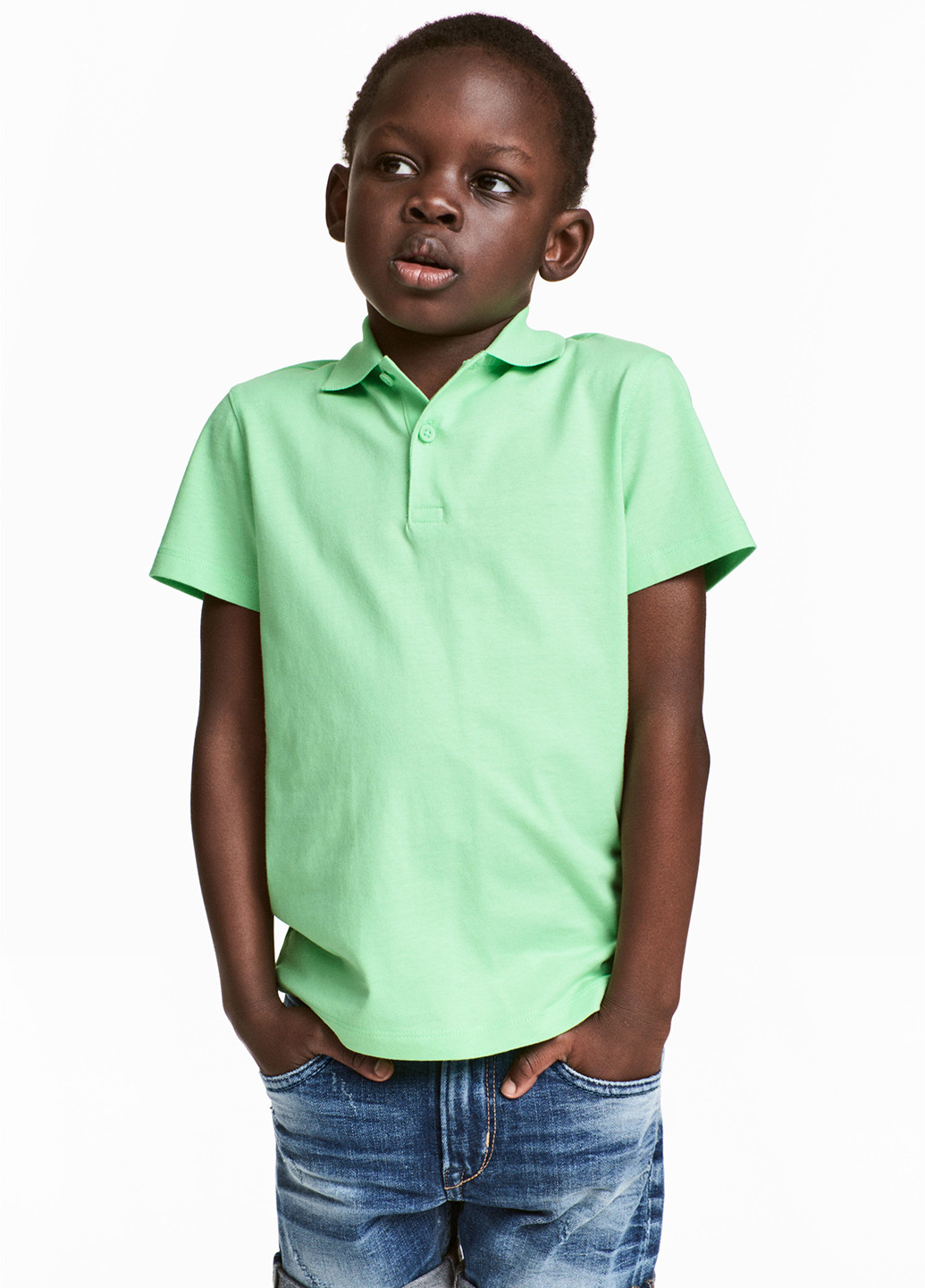 Салатовая детская футболка-поло для мальчика H&M