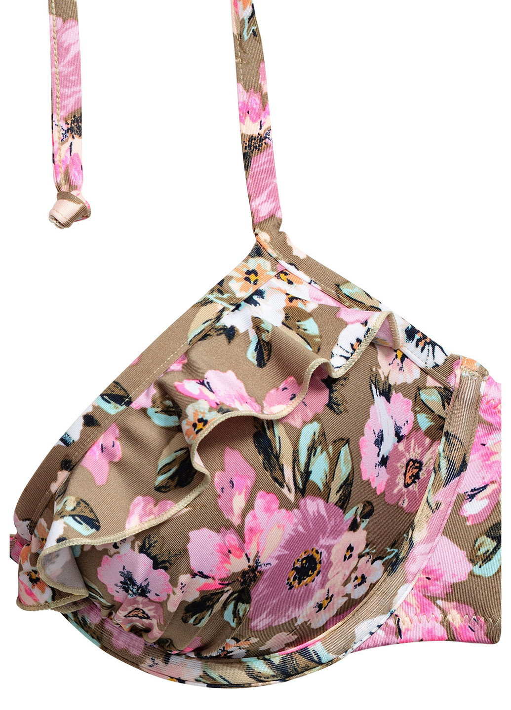 Купальный лиф H&M бикини цветочный комбинированный пляжный полиамид, трикотаж