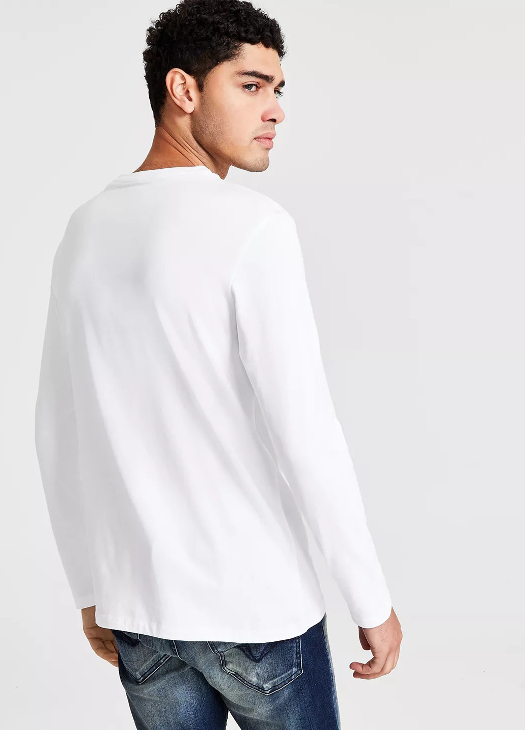 Лонгслів Guess логотип білий кежуали бавовна, трикотаж