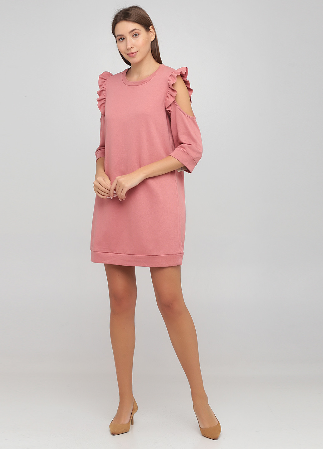 Розовое кэжуал платье платье-свитшот Francesca's однотонное
