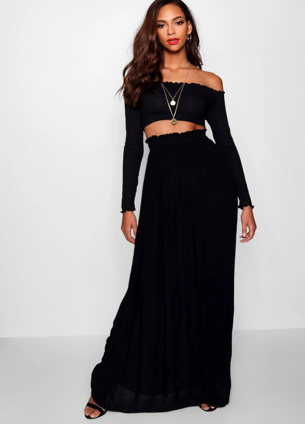 Черная однотонная юбка Boohoo