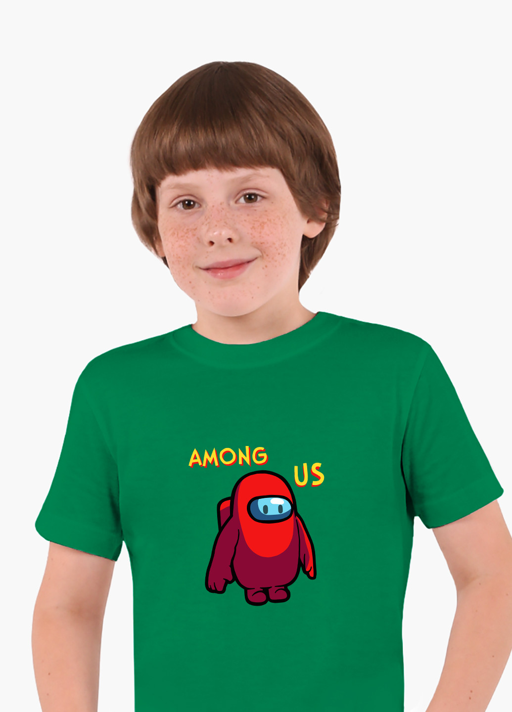 Зеленая демисезонная футболка детская амонг ас красный (among us red)(9224-2411) MobiPrint