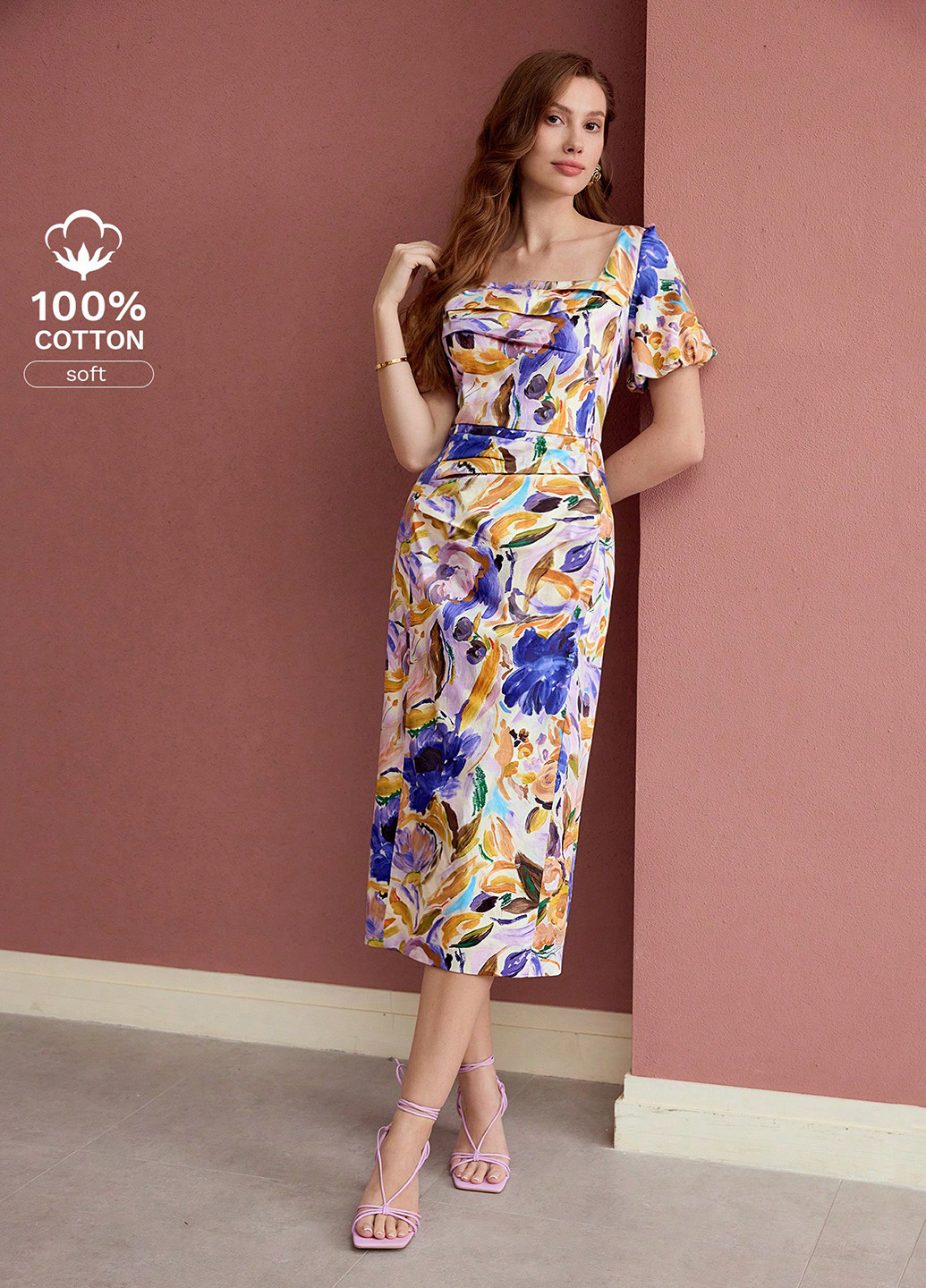 Комбінована кежуал сукня силуетна SHEIN з абстрактним візерунком