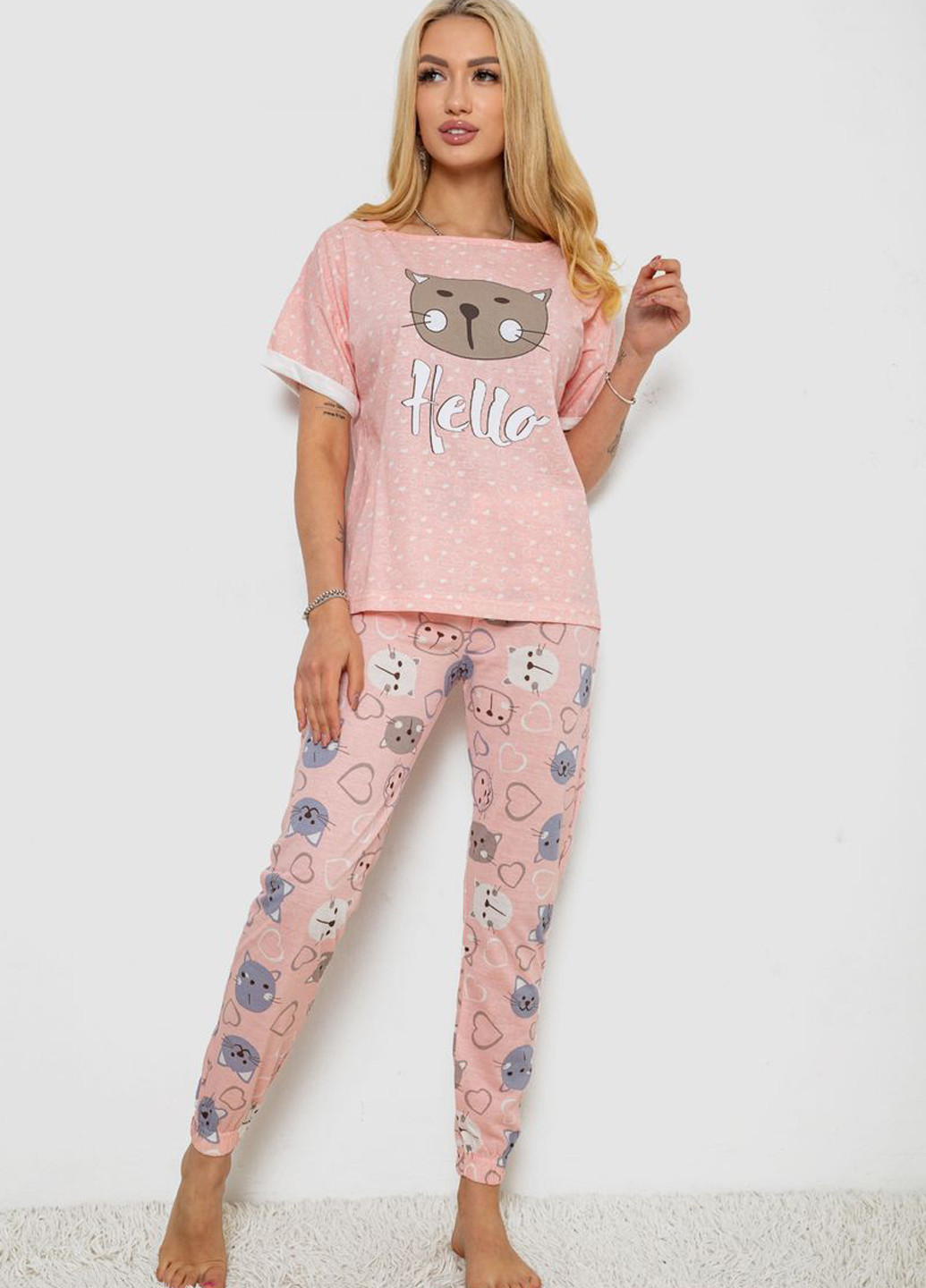 Персиковая всесезон пижама (футболка, брюки) футболка + брюки Ager