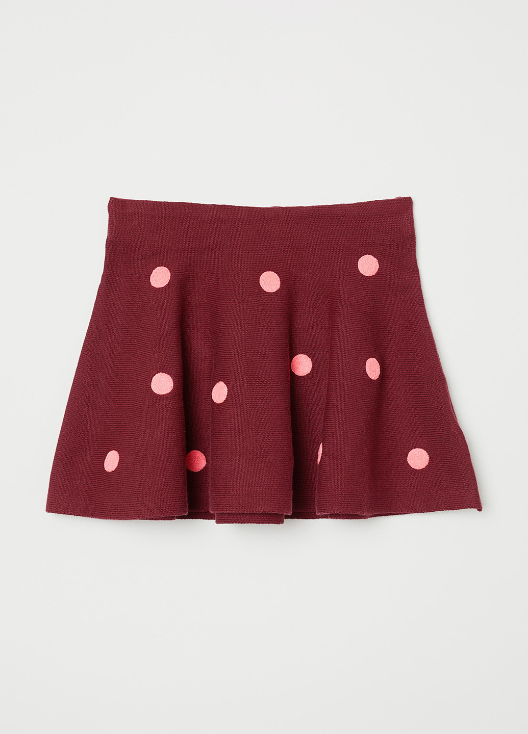 Бордовая кэжуал в горошек юбка H&M а-силуэта (трапеция)